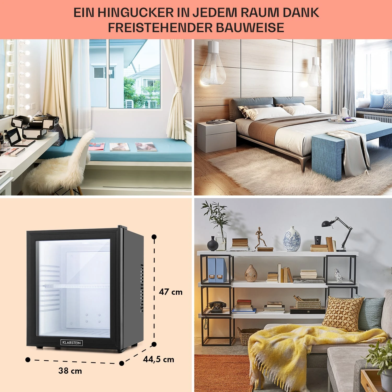 MKS-13 Minibar Mini-Kühlschrank 3 Temperaturen 30L 23 DB Glastür – Bild 6