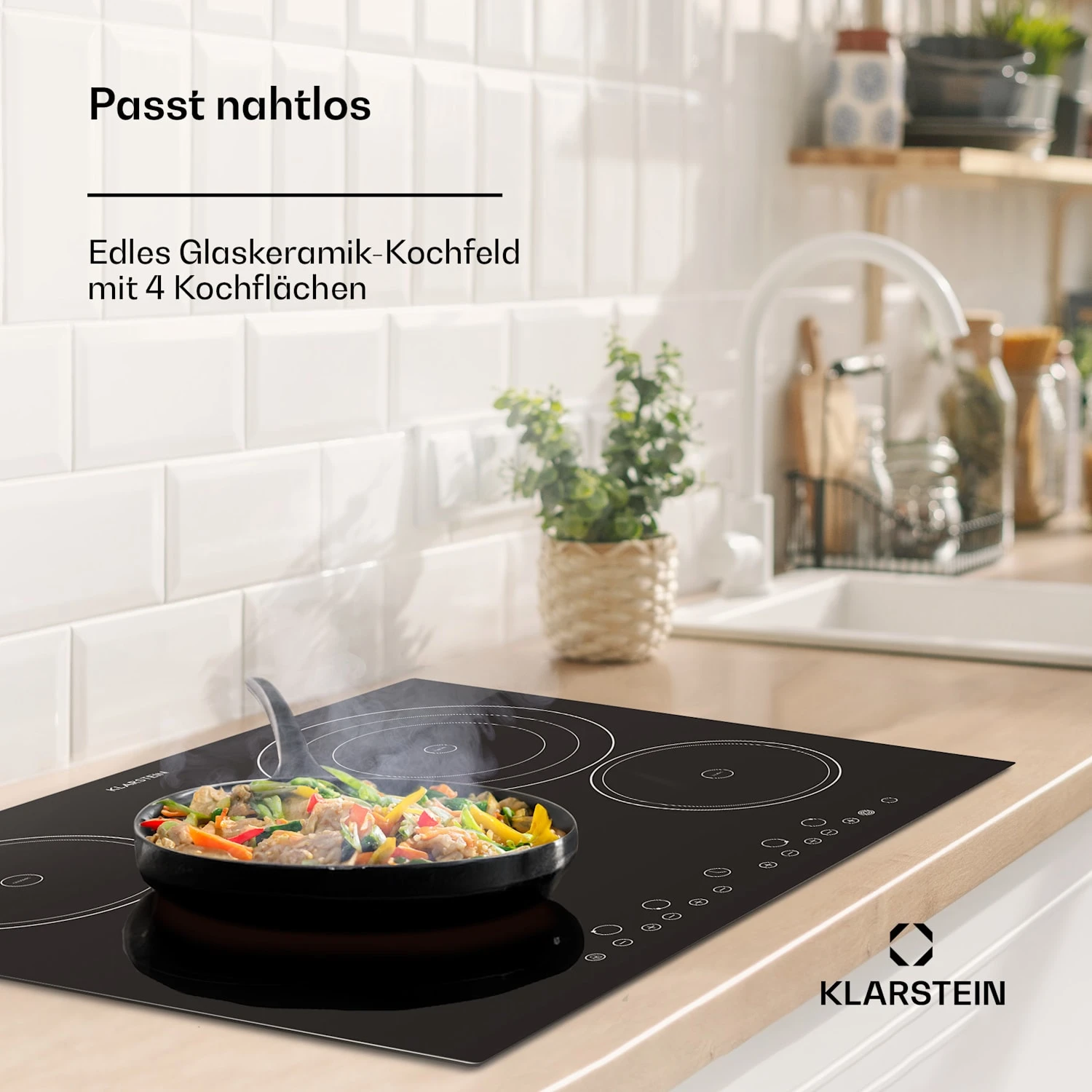Virtuosa Keramikkochfeld Einbauherd 6500W 59x52cm 4 Zonen Glaskeramik – Bild 2