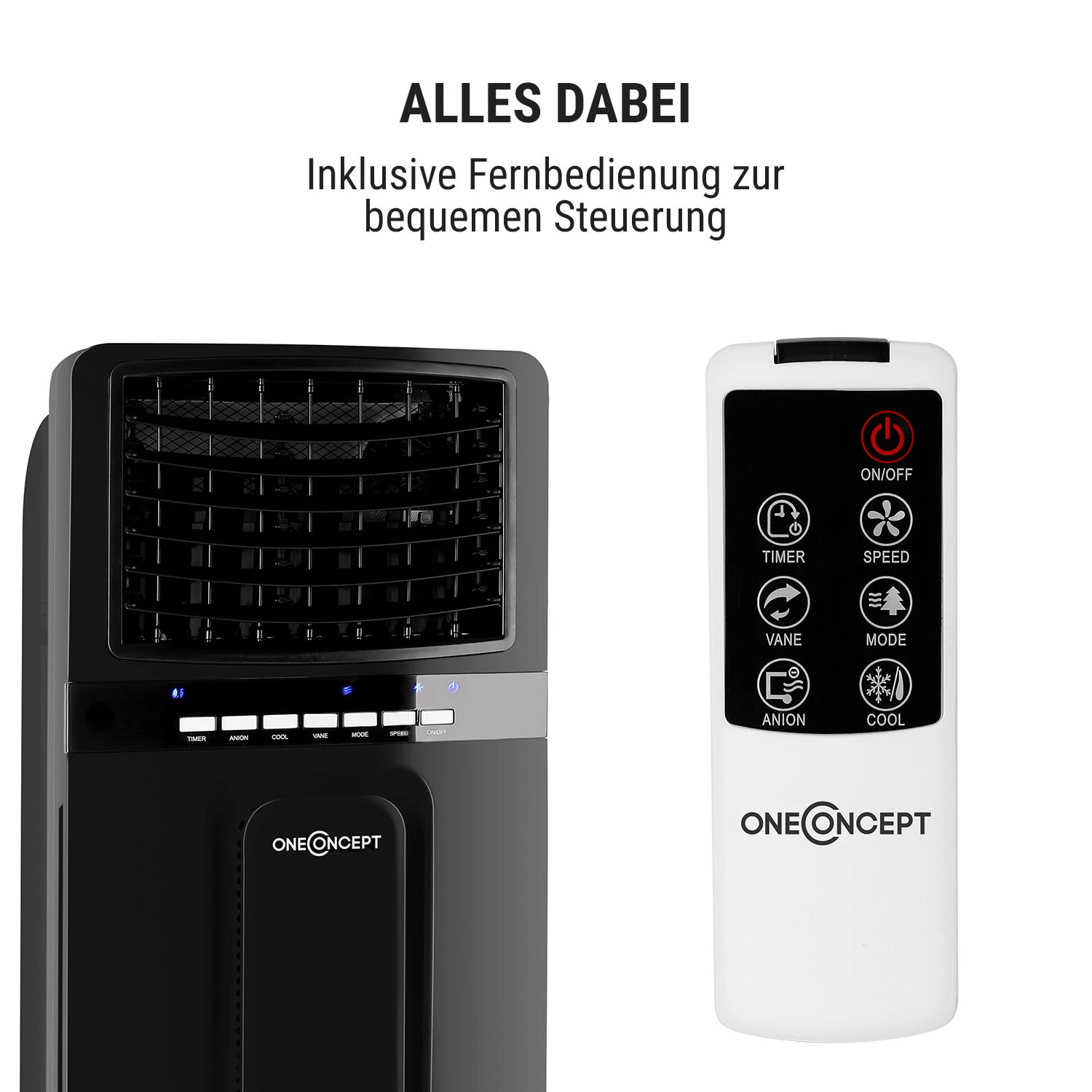 Baltic Black 3-in-1 Luftkühler 360 M³/h 65 W 6 Ltr Fernbedienung Mobil – Bild 9