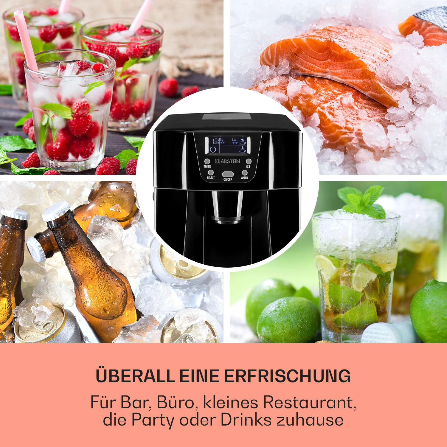 Ice Volcano 2G Eismaschine LED 12kg Je 24h 2l 6-12min Schwarz – Bild 3