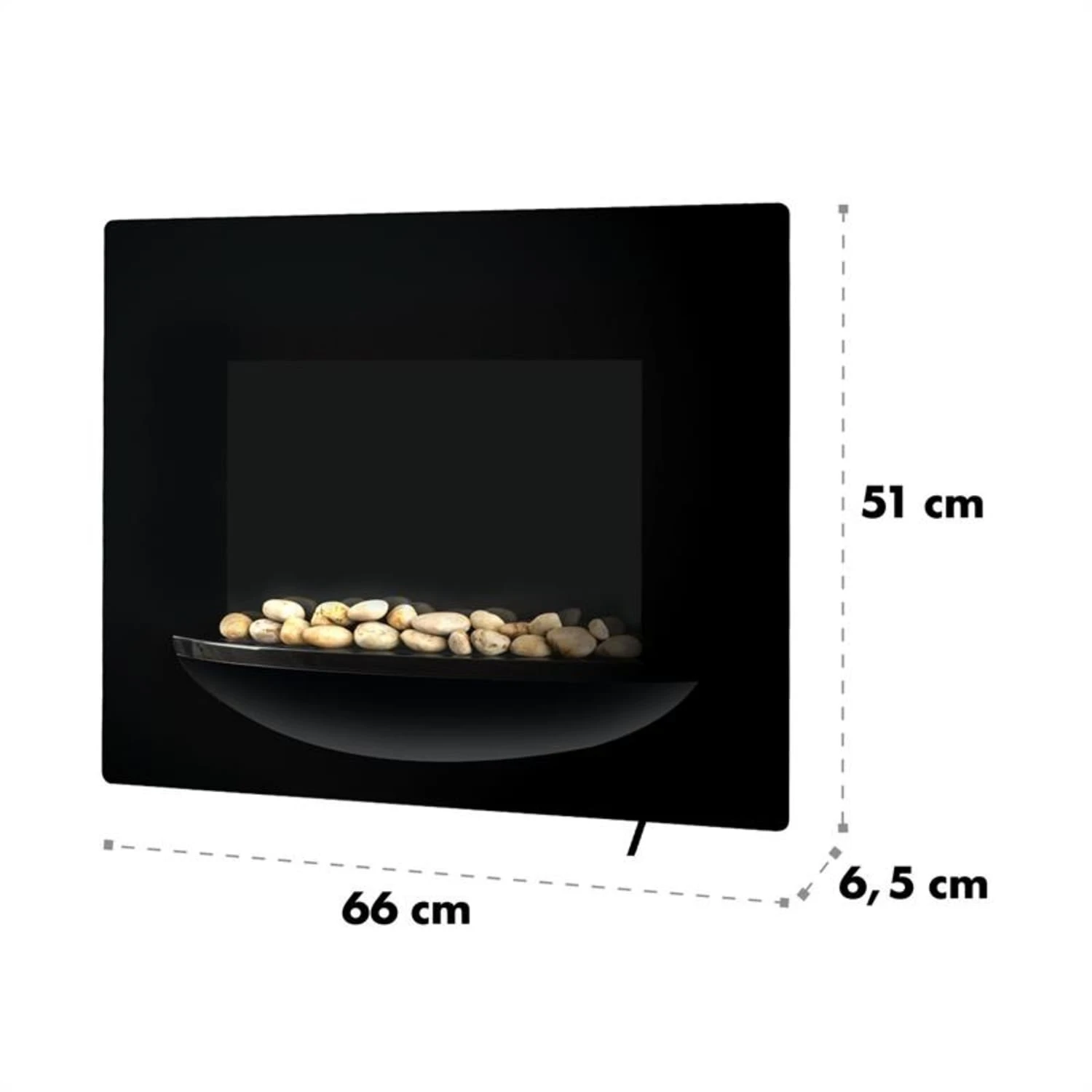 Feuerschale Elektro-Wandkamin 1800W Flammenillusion Dekosteine – Bild 5
