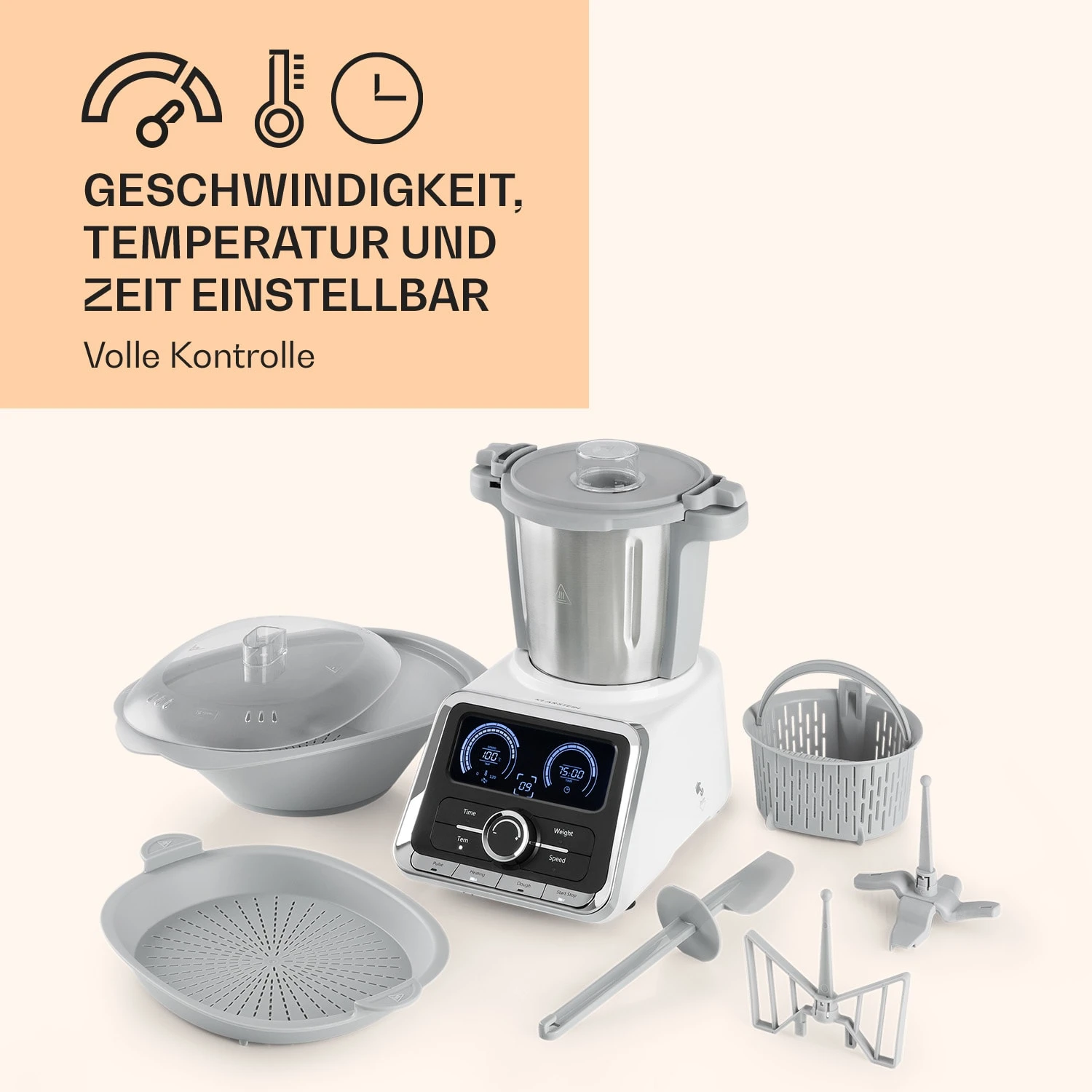 GrandPrix Küchenmaschine 500W / 1000W 2,5l Edelstahl-Rührschüssel – Bild 6