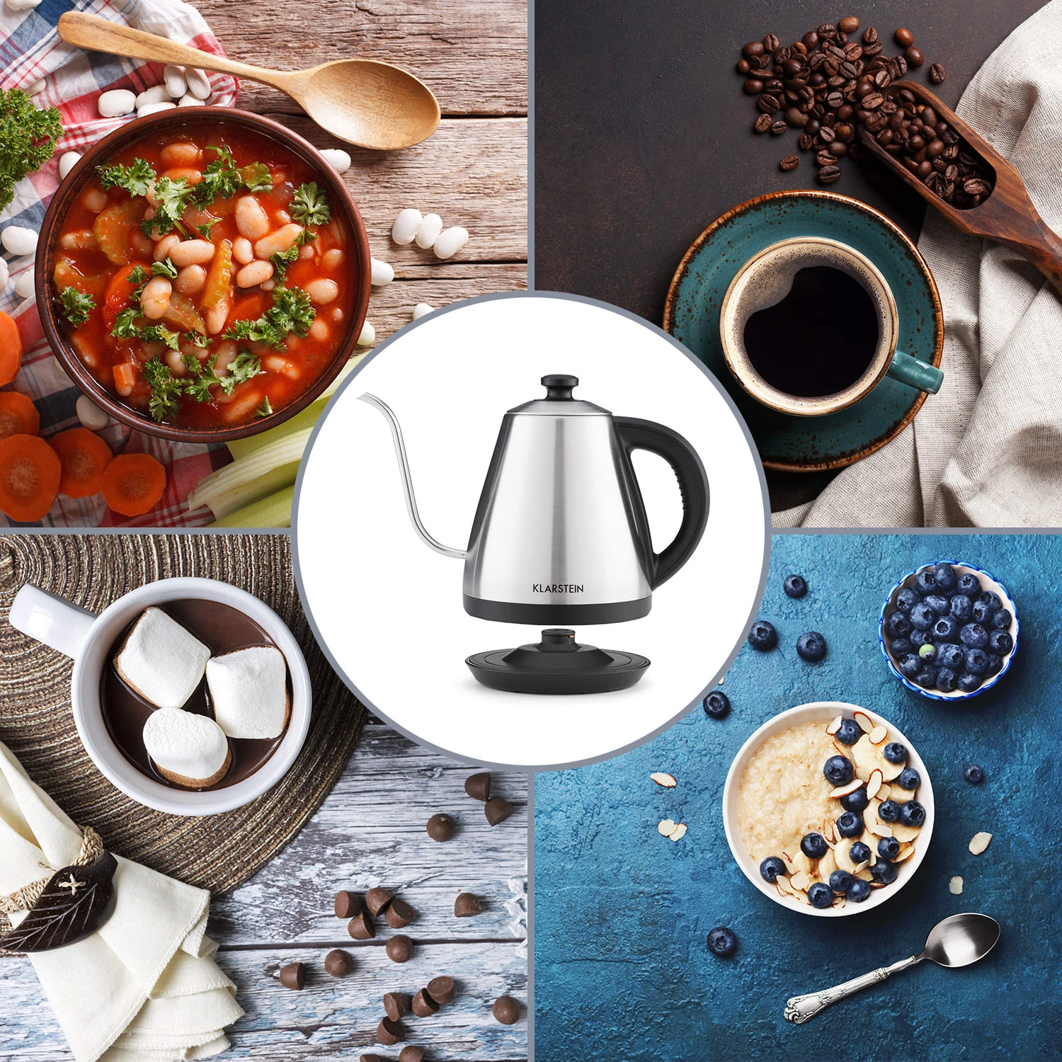 Garcon Wasserkocher 1L 2000W Warmhaltefunktion Schwanenhals Edelstahl – Bild 8