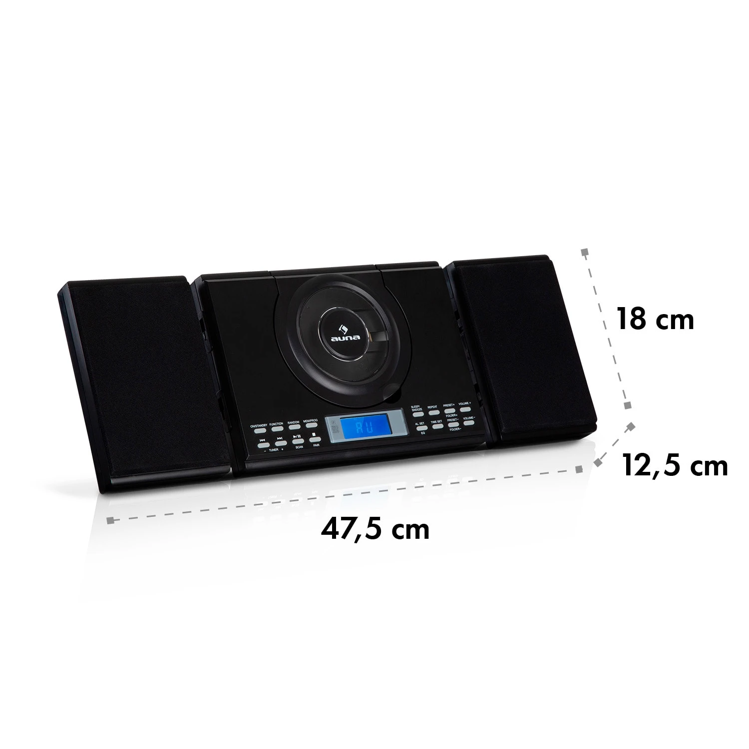 Wallie Microsystem CD-Player Bluetooth USB-Port Fernbedienung Schwarz – Bild 10