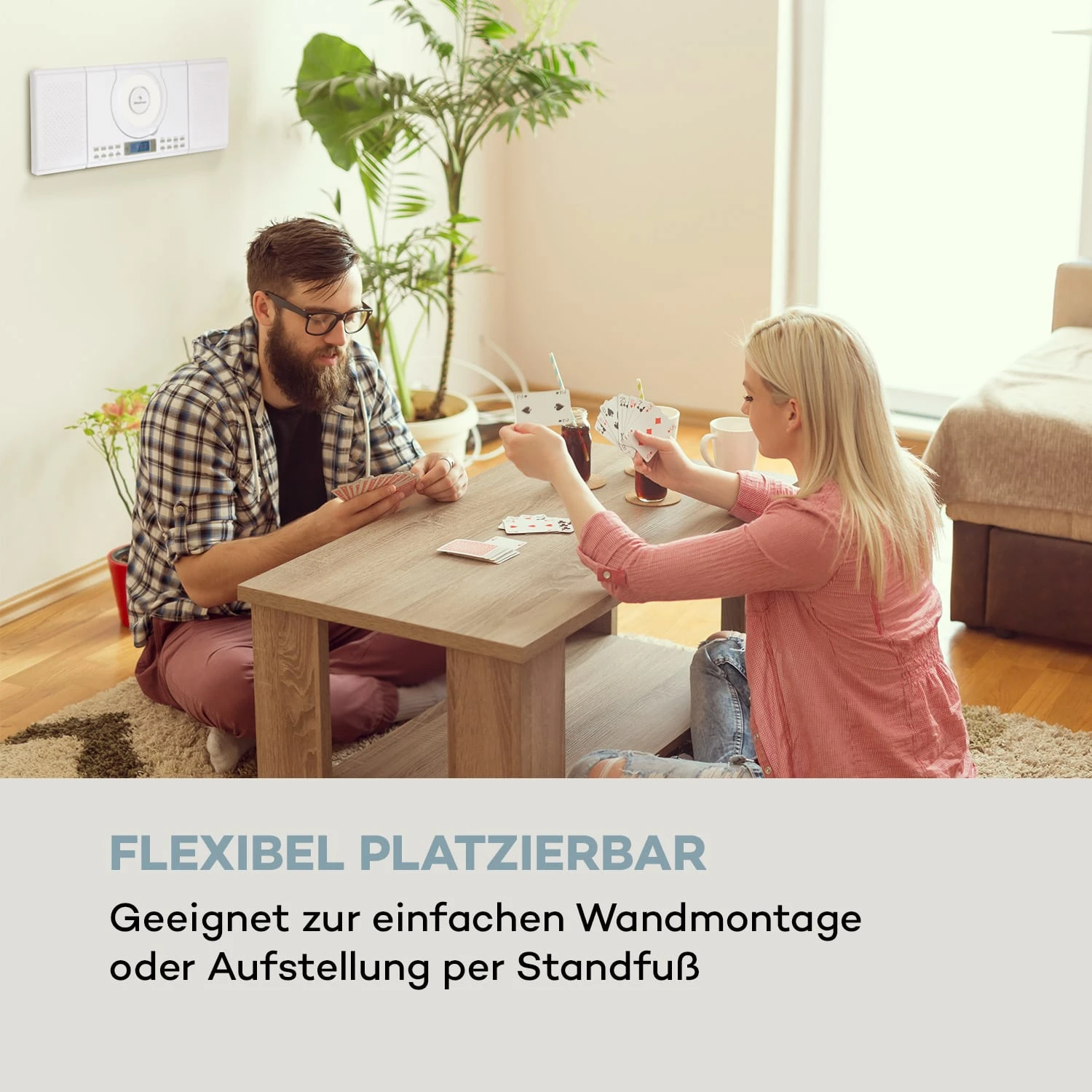 Wallie Microsystem CD-Player Bluetooth USB-Port Fernbedienung Weiß – Bild 2