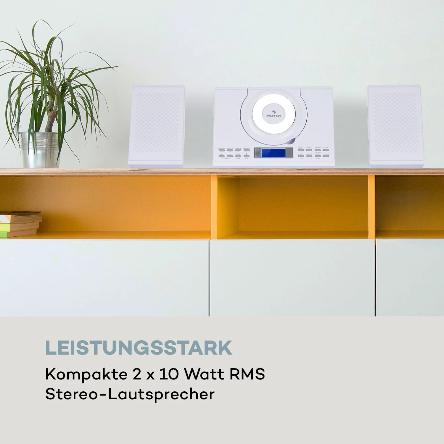 Wallie Microsystem CD-Player Bluetooth USB-Port Fernbedienung Weiß – Bild 6