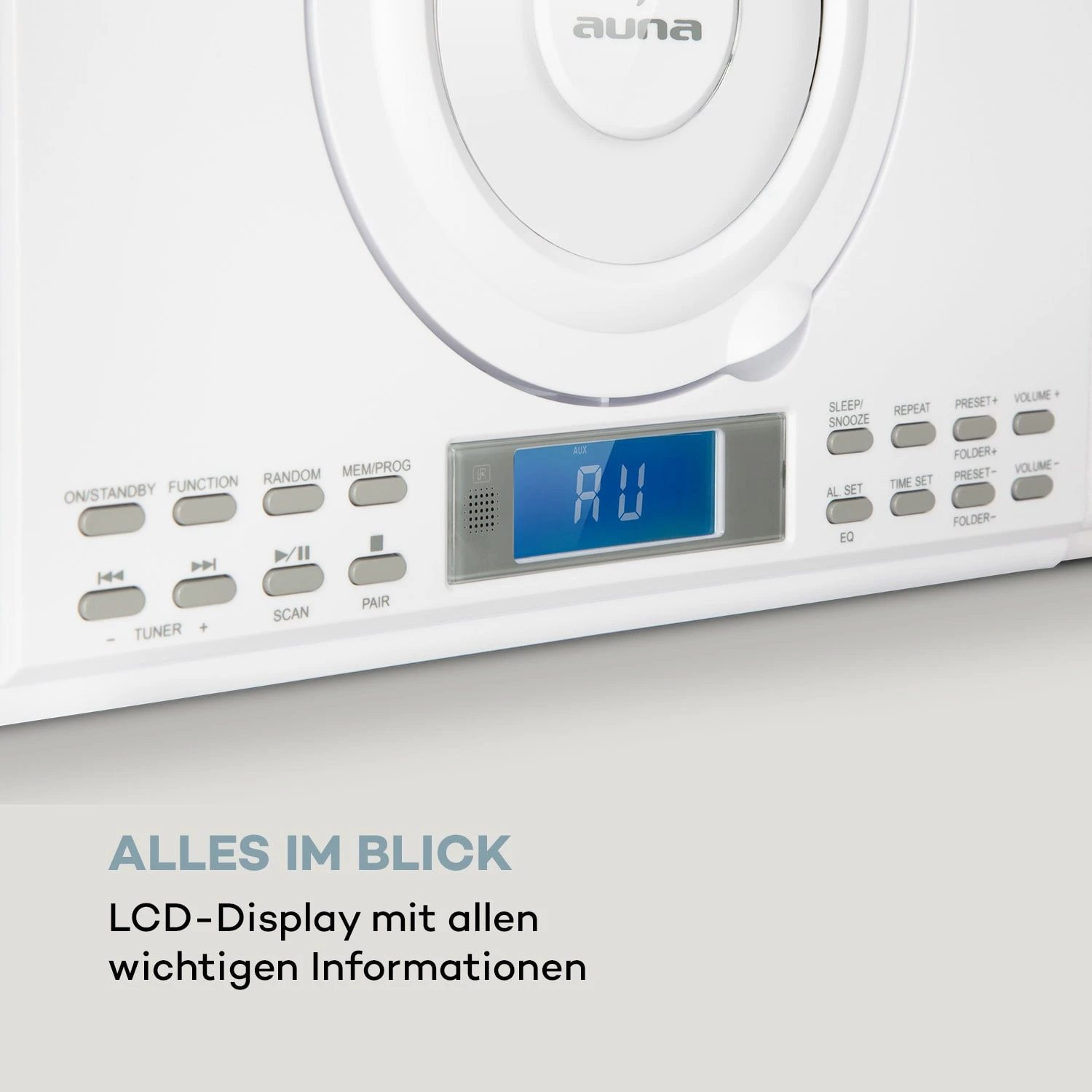 Wallie Microsystem CD-Player Bluetooth USB-Port Fernbedienung Weiß – Bild 7