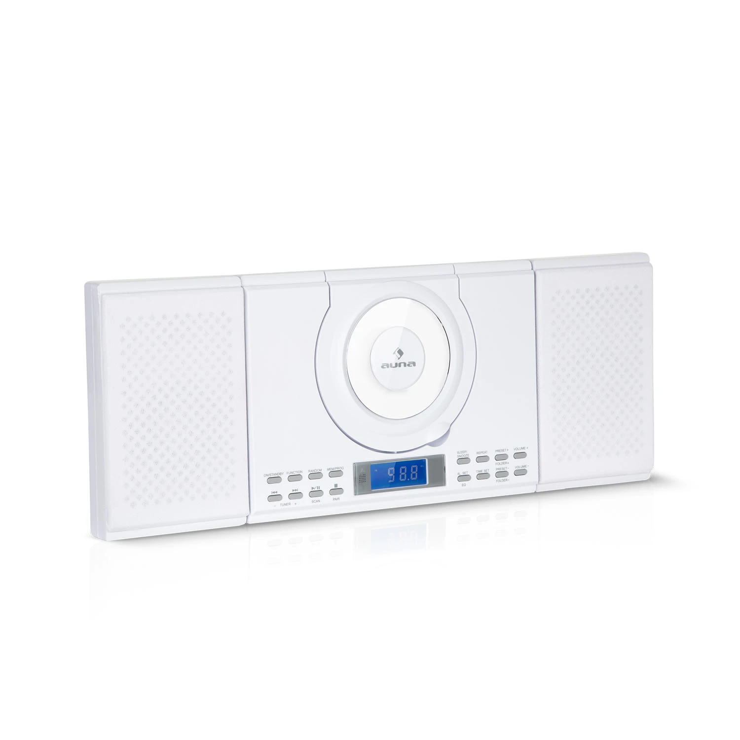 Wallie Microsystem CD-Player Bluetooth USB-Port Fernbedienung Weiß