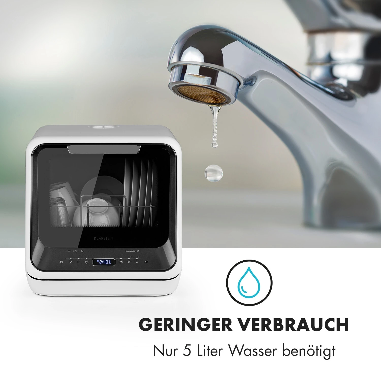 Amazonia Mini Geschirrspülmaschine 6 Programme LED-Display – Bild 6