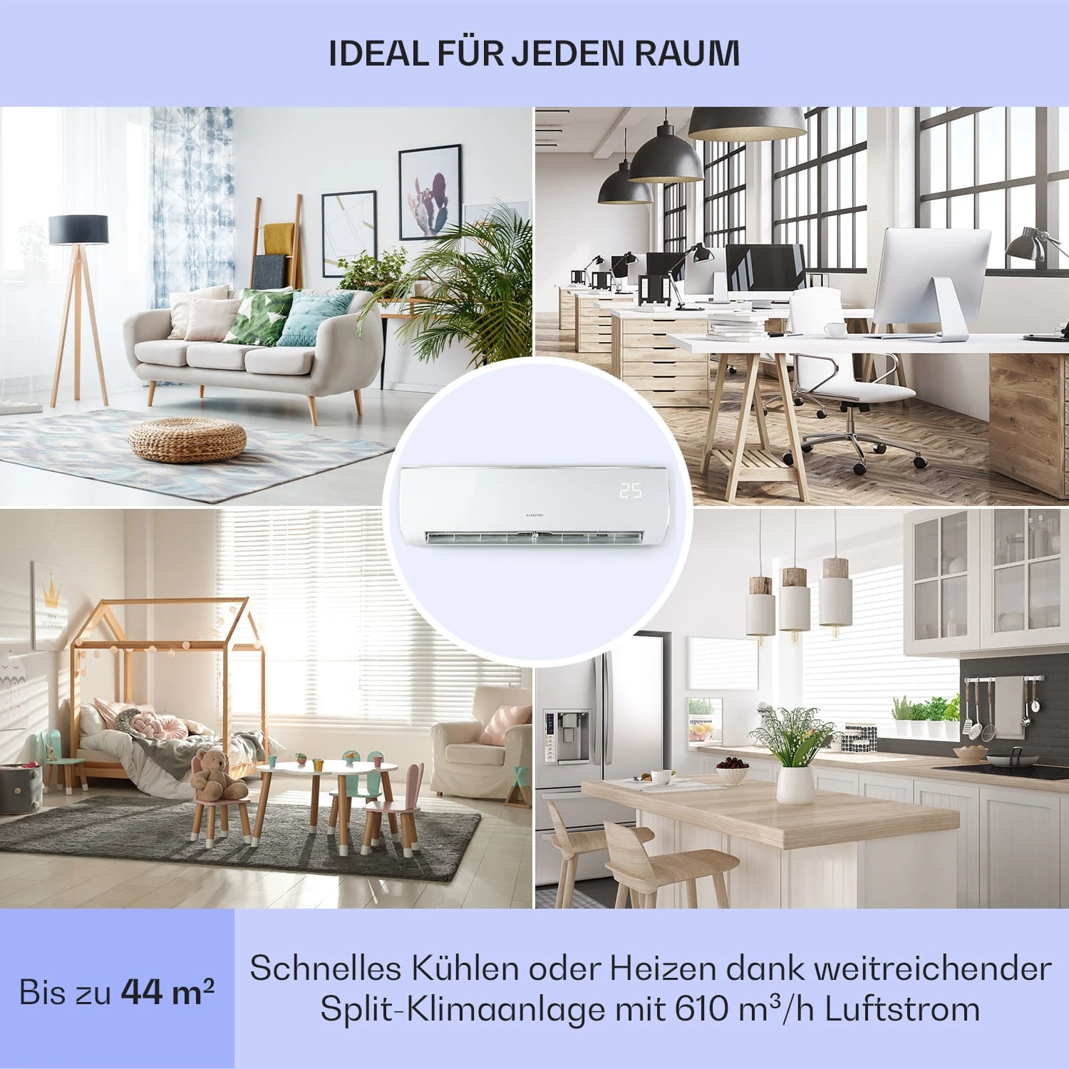 Windwaker Eco Split-Klimaanlage 9.000 BTU/2,7 KW Luftdurchsatz 610 M³/h Max. A++ – Bild 5