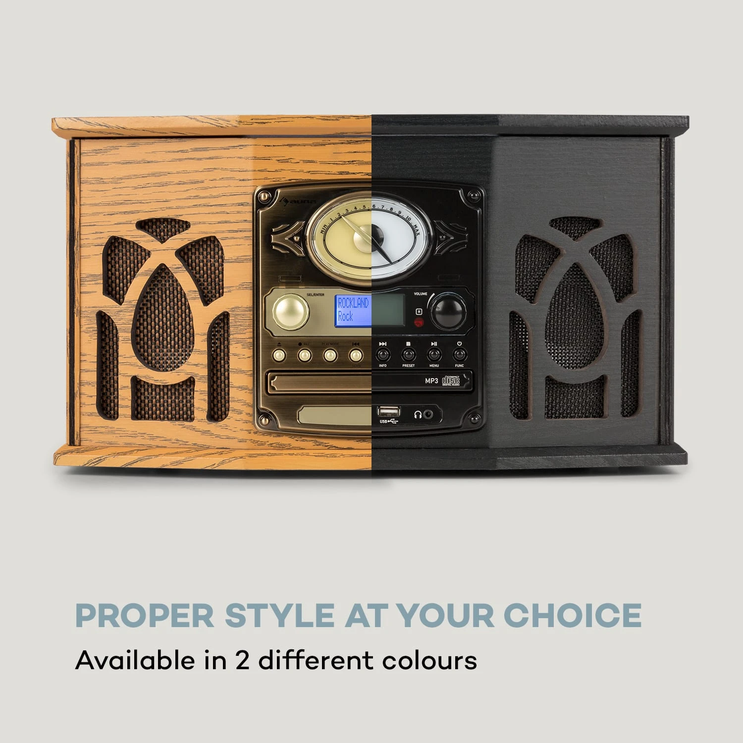 NR-620 DAB Stereoanlage Holz Plattenspieler DAB+ CD-Player Braun – Bild 10