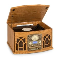 NR-620 DAB Stereoanlage Holz Plattenspieler DAB+ CD-Player Braun