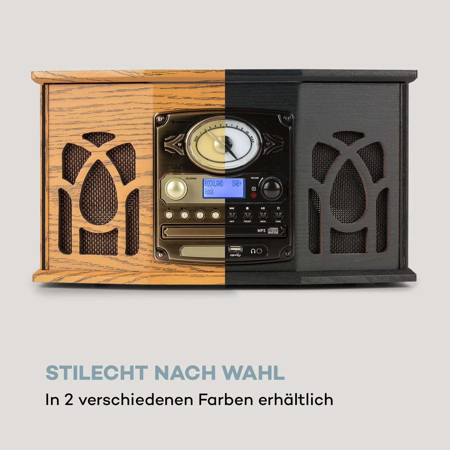 NR-620 DAB Stereoanlage Holz Plattenspieler DAB+ CD-Player Schwarz – Bild 10