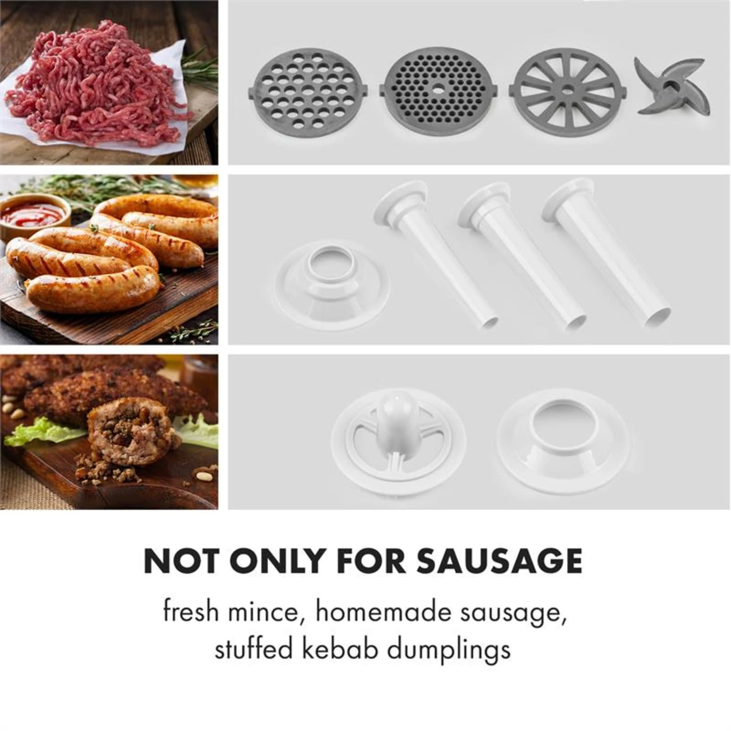 Kraftprotz Elektrischer Fleischwolf 700 W Kupfermotor Edelstahl – Bild 3