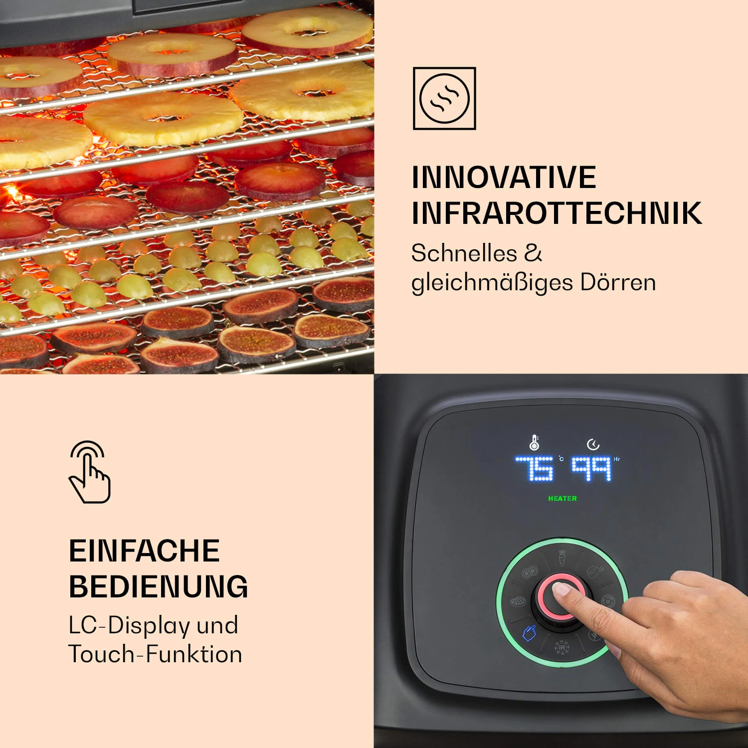 Florida Jerky Dörrautomat Infrarot 500W 4 Programme 35 Bis 75 °C – Bild 3