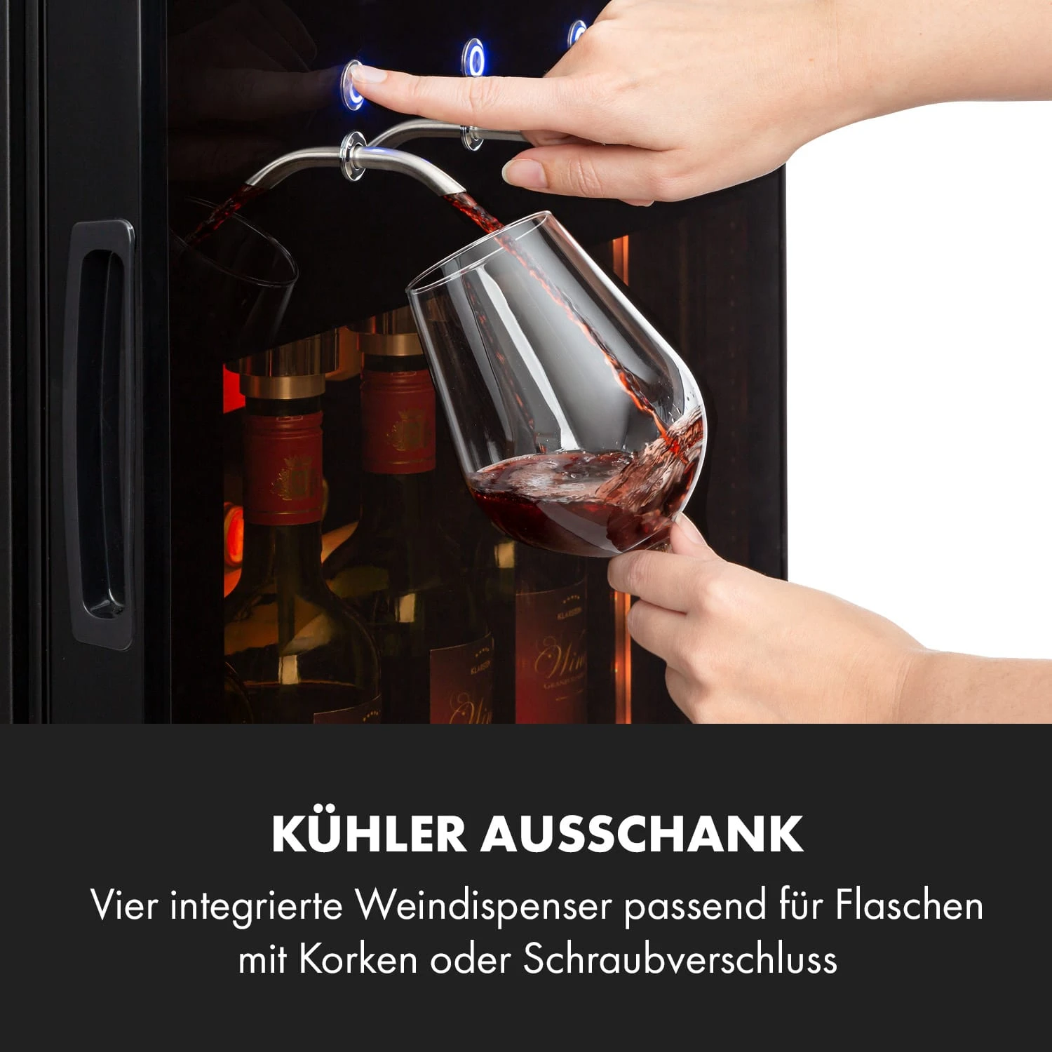 First Class 84 Weinkühlschrank 4 Dispenser 84 Fl. 5-22°C Touch Glastür – Bild 2