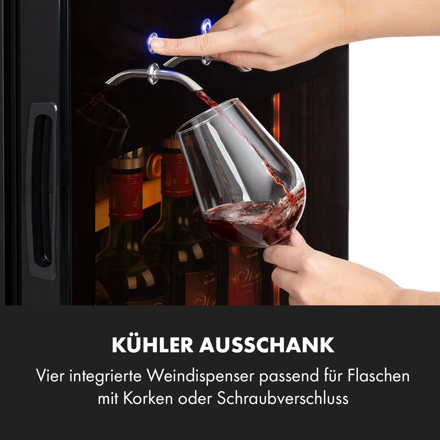 First Class 129 Weinkühlschrank 4 Dispenser 129Fl 5-22°C Touch Glastür – Bild 2