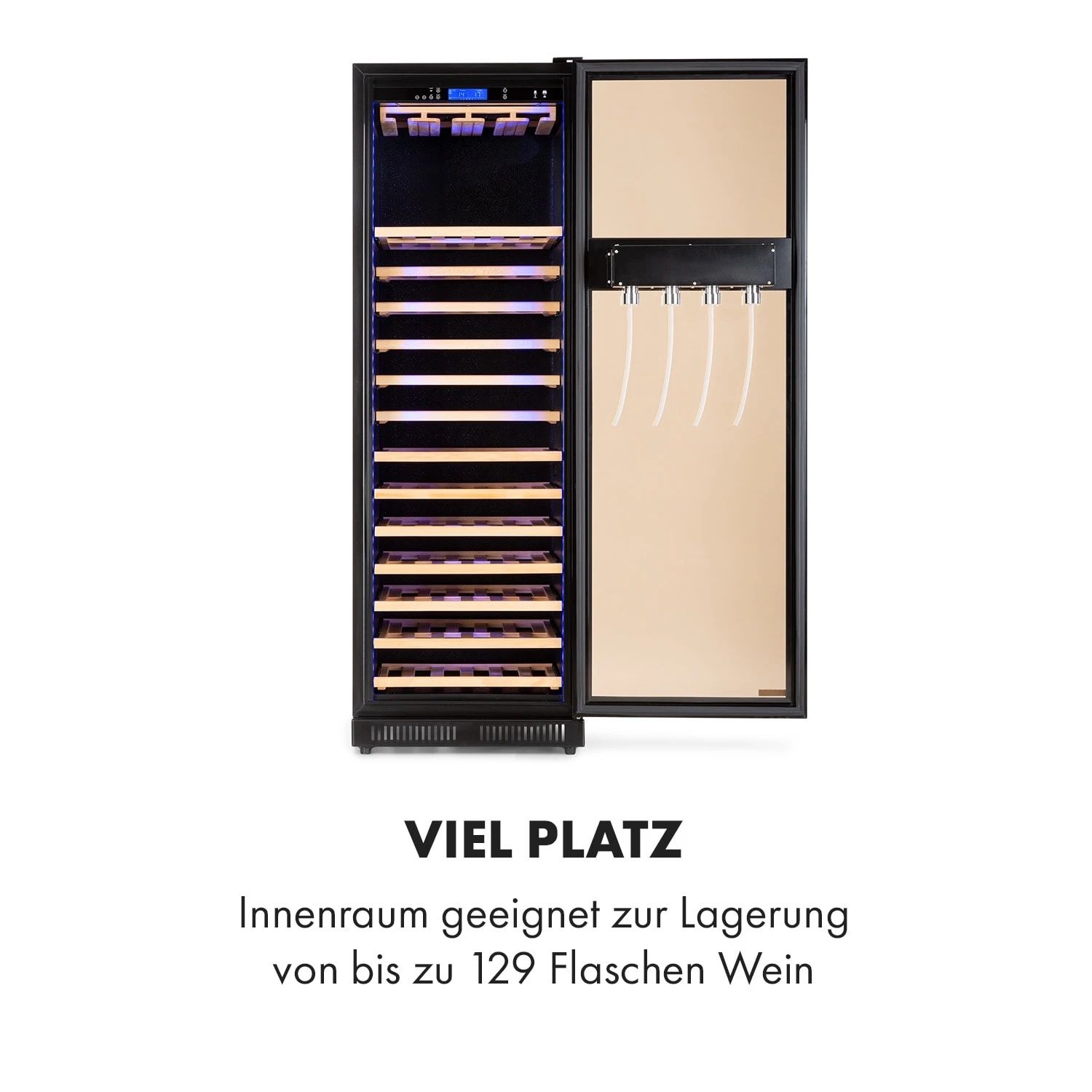 First Class 129 Weinkühlschrank 4 Dispenser 129Fl 5-22°C Touch Glastür – Bild 5