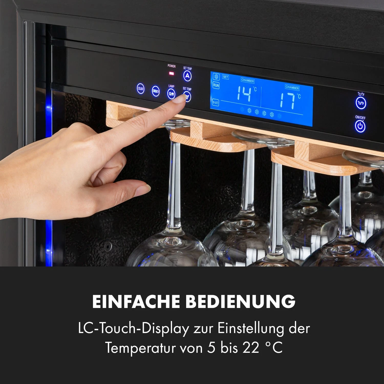 First Class 129 Weinkühlschrank 4 Dispenser 129Fl 5-22°C Touch Glastür – Bild 6