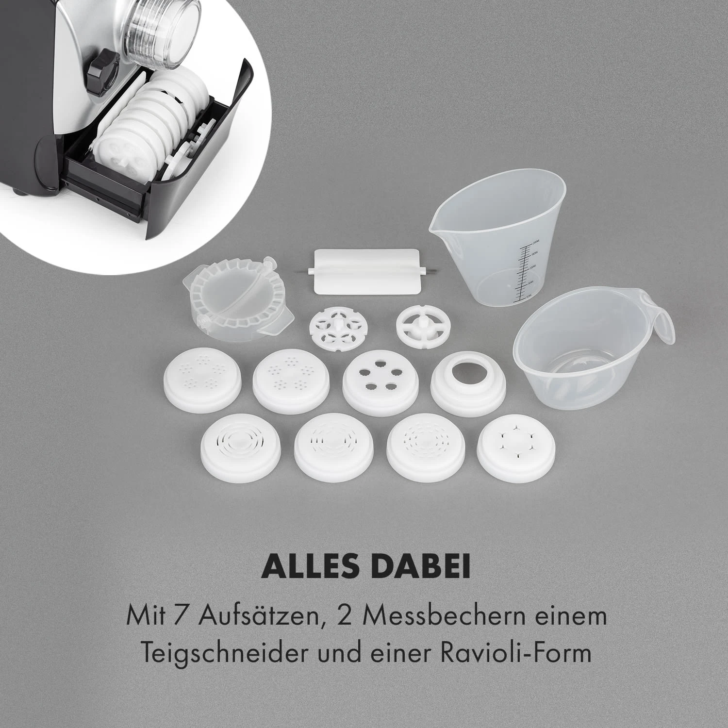 Pastamania Nudelmaschine 260W 7 Aufsätze 500 G 60 DB LED – Bild 6