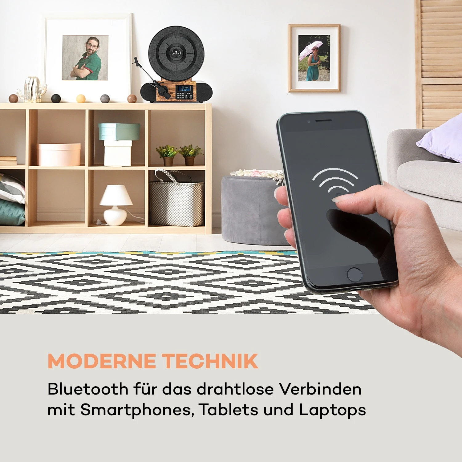 Verticalo SE DAB Retro-Plattenspieler DAB+ UKW-Tuner USB BT AUX Holz – Bild 5