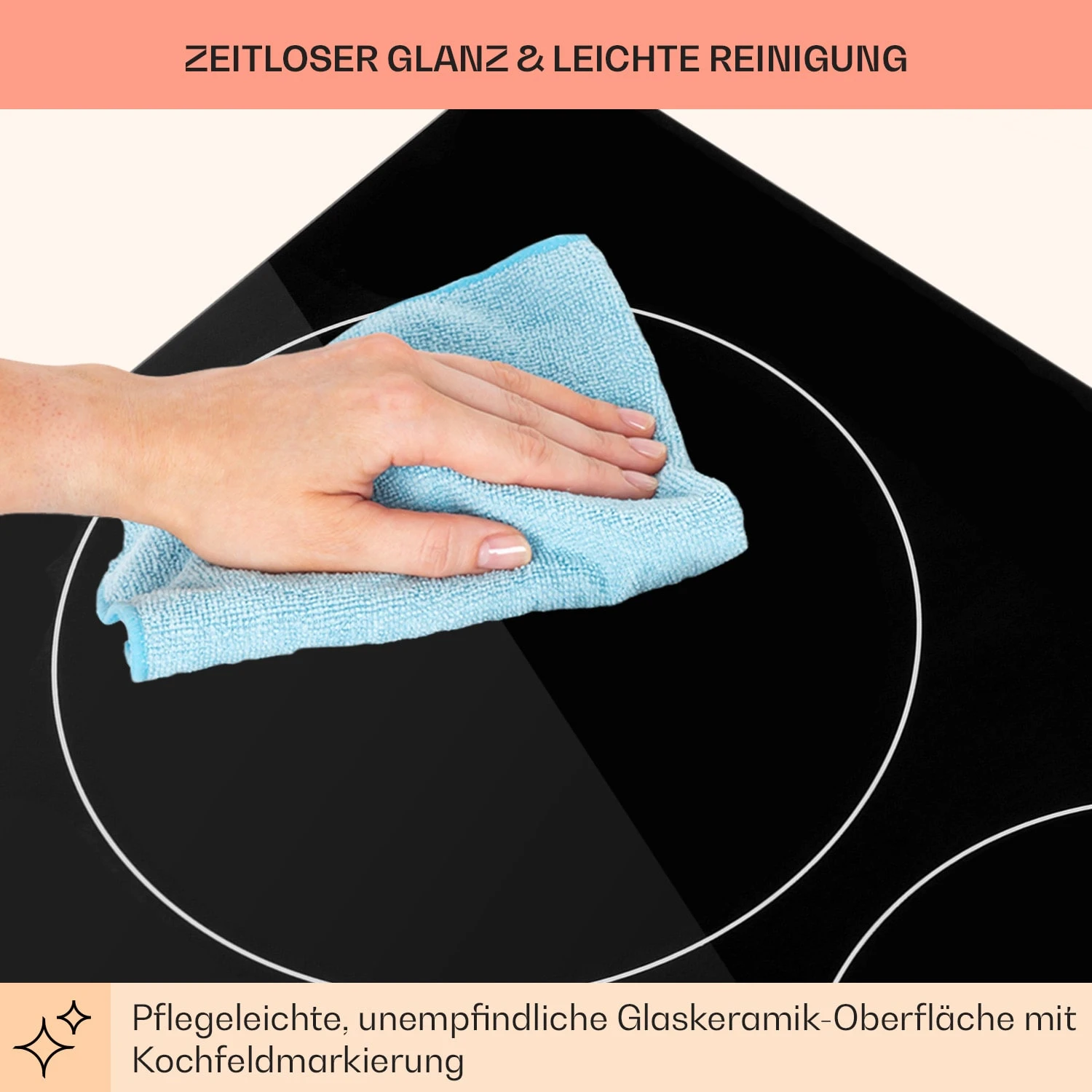 EasyCook Domino Keramikkochfeld 3000W Drehregler Schwarz – Bild 8