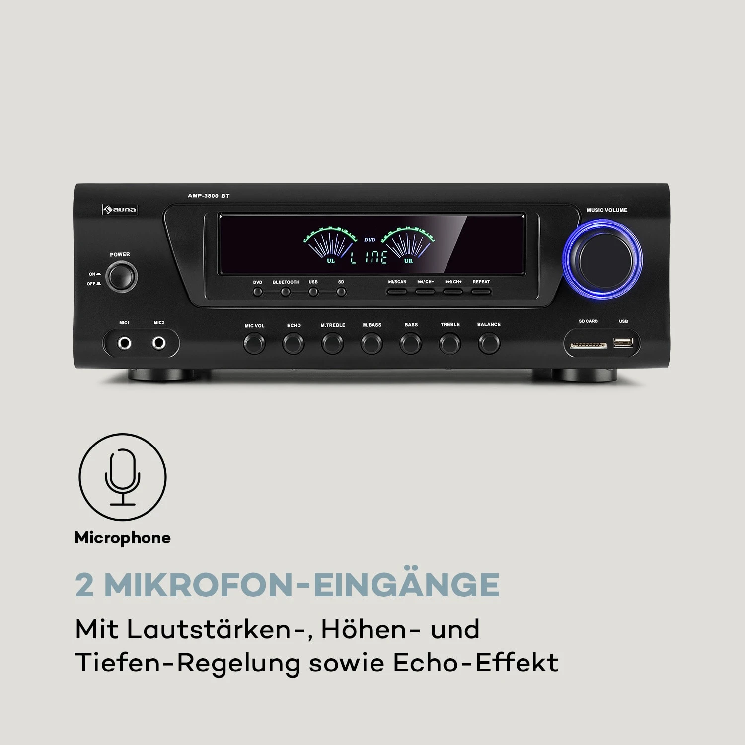 AMP 3800 BT 5.0-HiFi-Verstärker 2x120 W + 3x50 W RMS BT – Bild 4