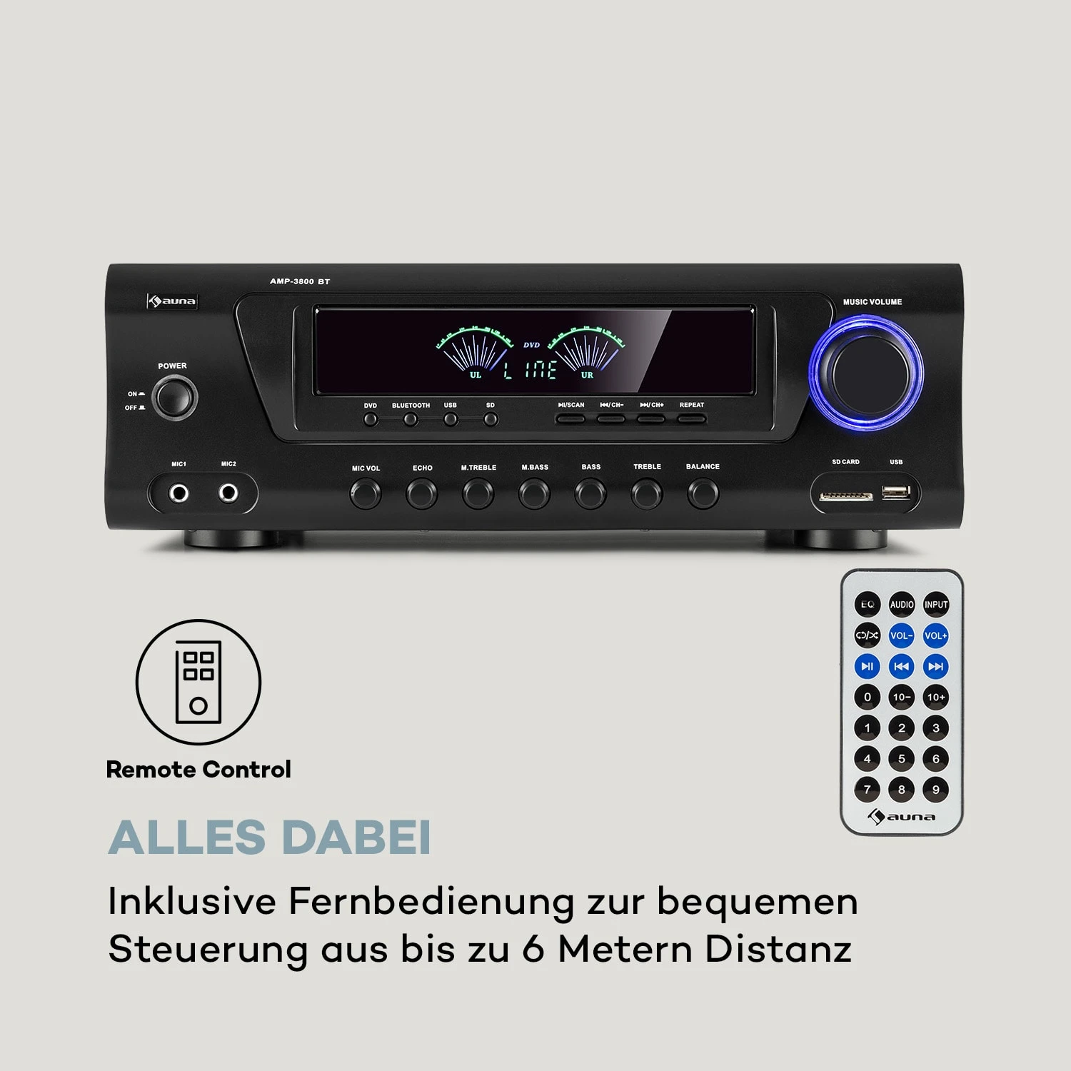 AMP 3800 BT 5.0-HiFi-Verstärker 2x120 W + 3x50 W RMS BT – Bild 7