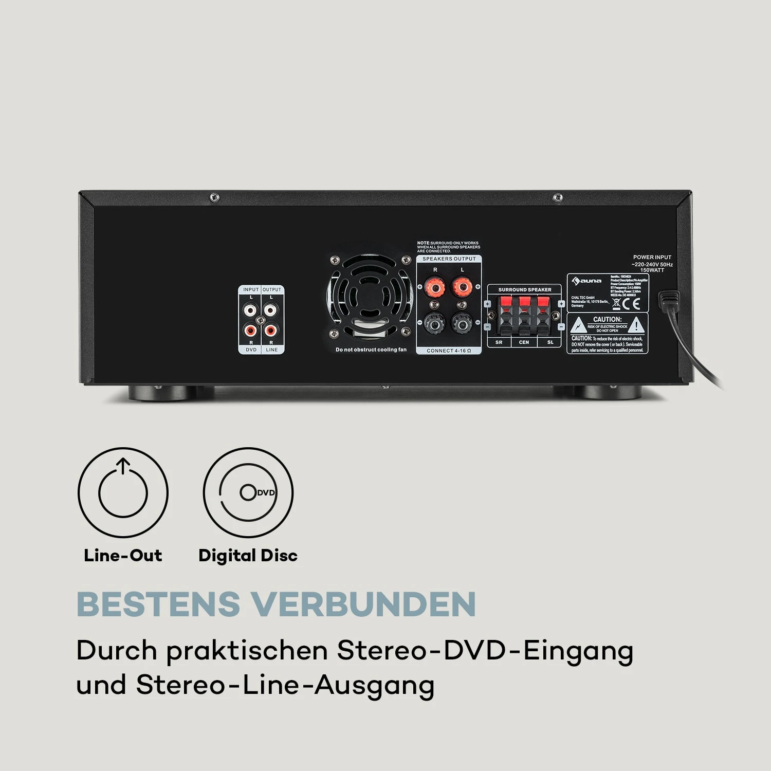 AMP 3800 BT 5.0-HiFi-Verstärker 2x120 W + 3x50 W RMS BT – Bild 8