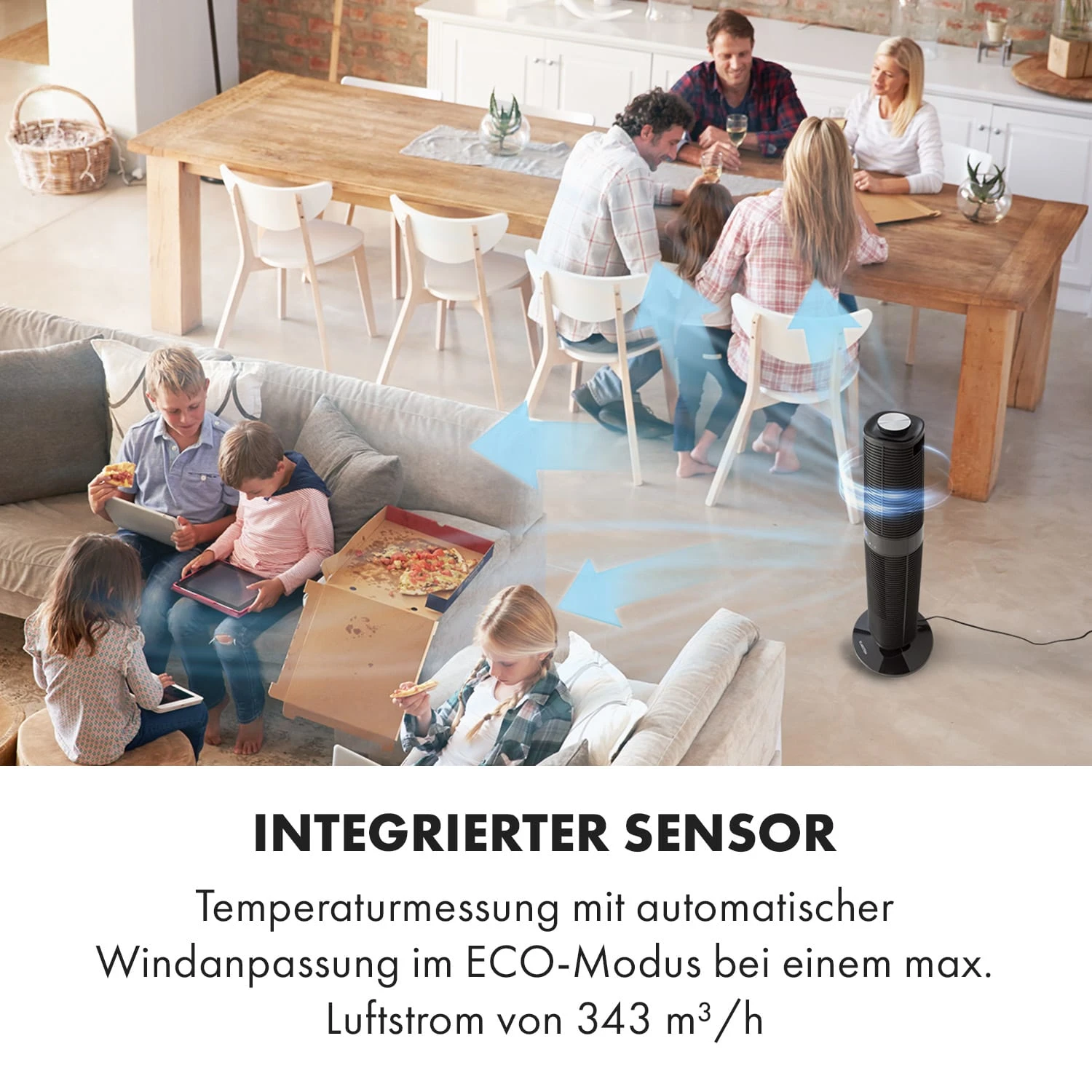 Twister Turmventilator 45 W | 343 M³/h Oszillation Touch Fernbedienung – Bild 2