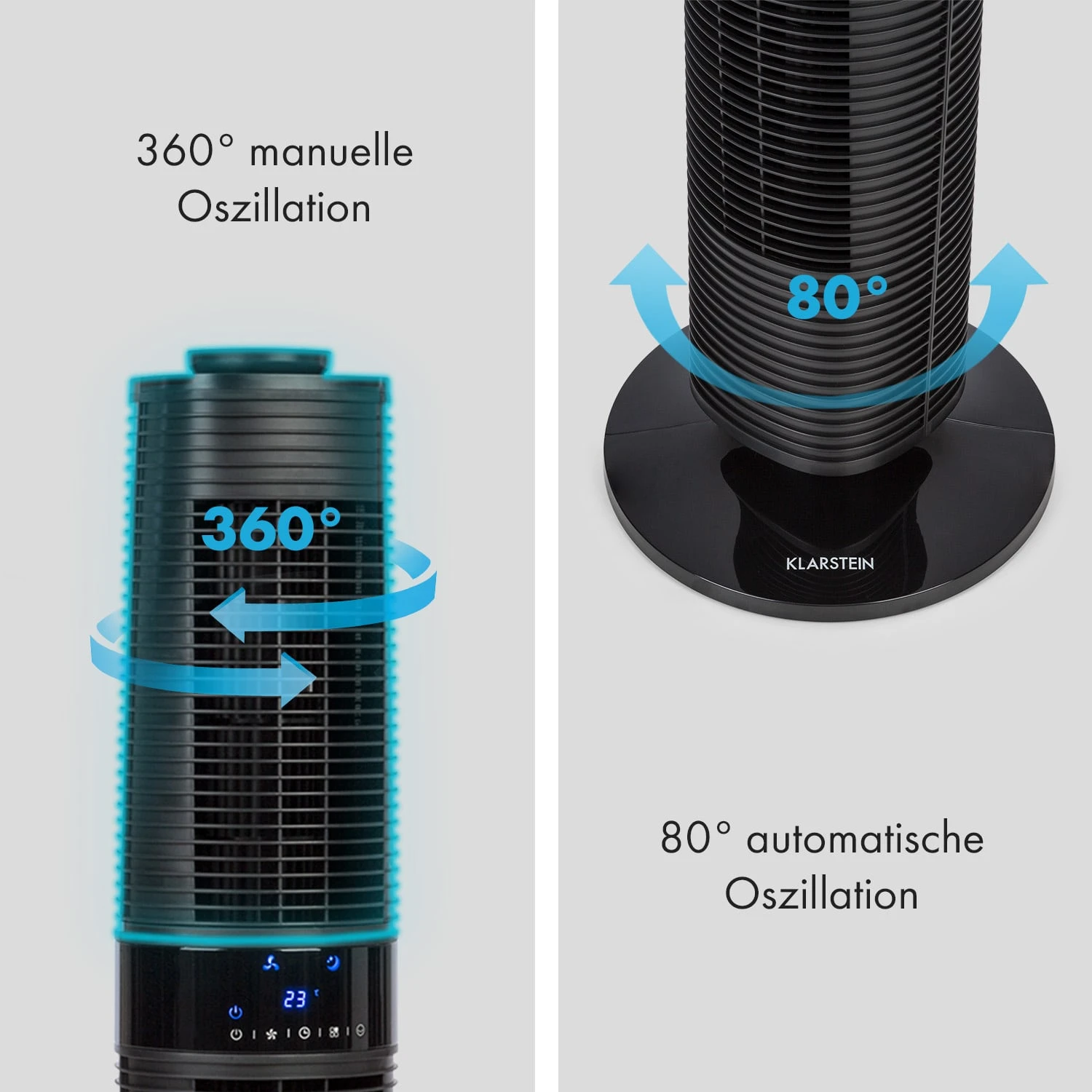 Twister Turmventilator 45 W | 343 M³/h Oszillation Touch Fernbedienung – Bild 5