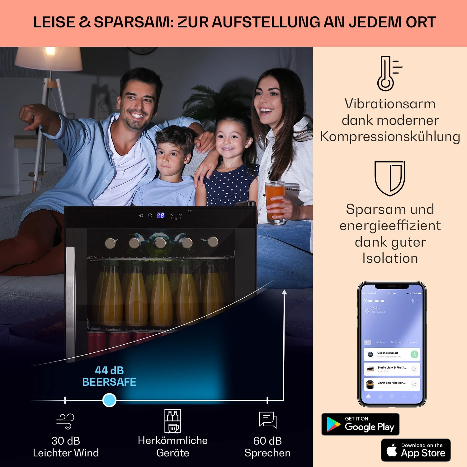 Coachella 50 Weinkühlschrank 47 Liter WiFi-Funktion Hintergrundbeleuchtung Edelstahl – Bild 3