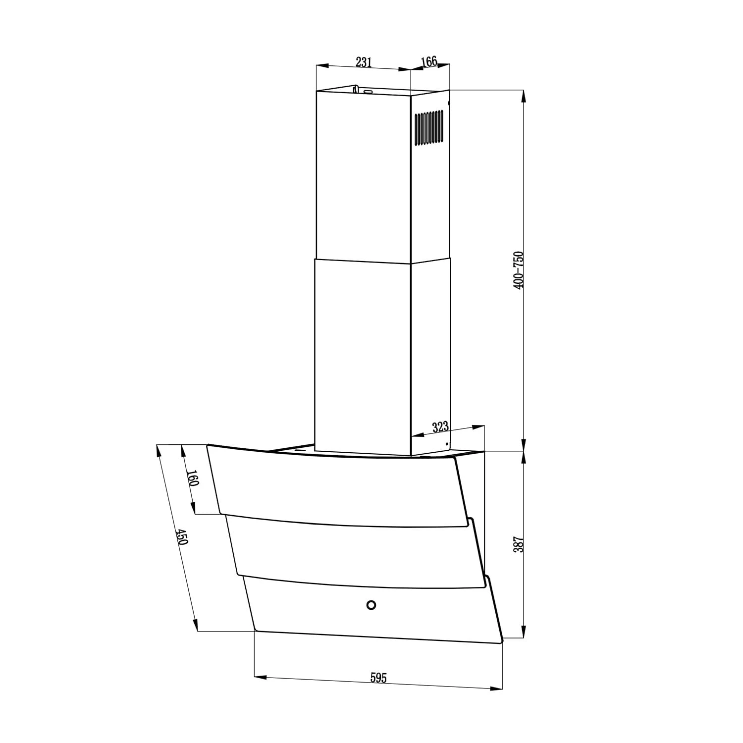 Antonia Dunstabzugshaube Kopffrei 60cm 350m³/h Touch-Bedienfeld Glas – Bild 10