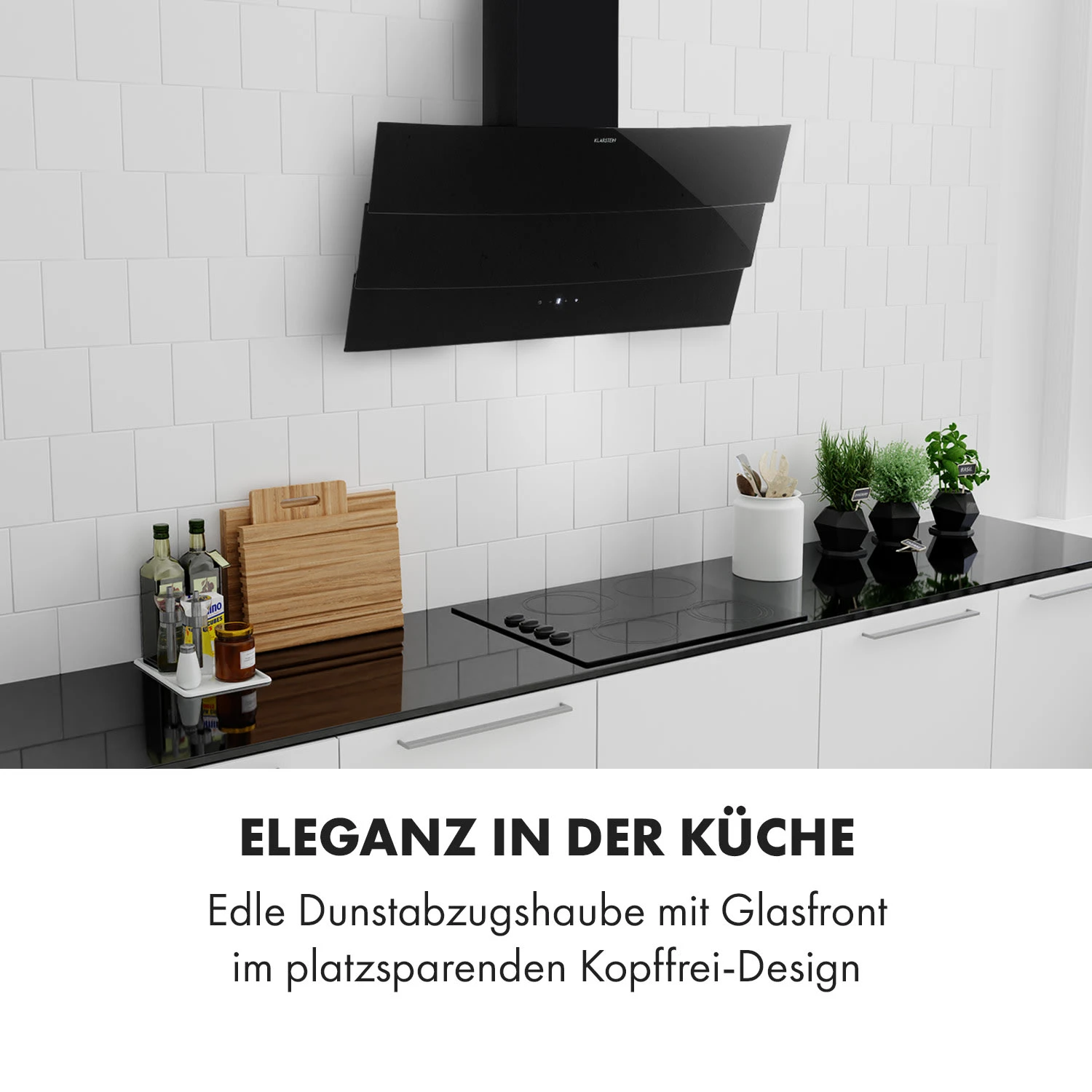 Antonia Dunstabzugshaube Kopffrei 90cm 350m³/h Touch-Bedienfeld Glas – Bild 2