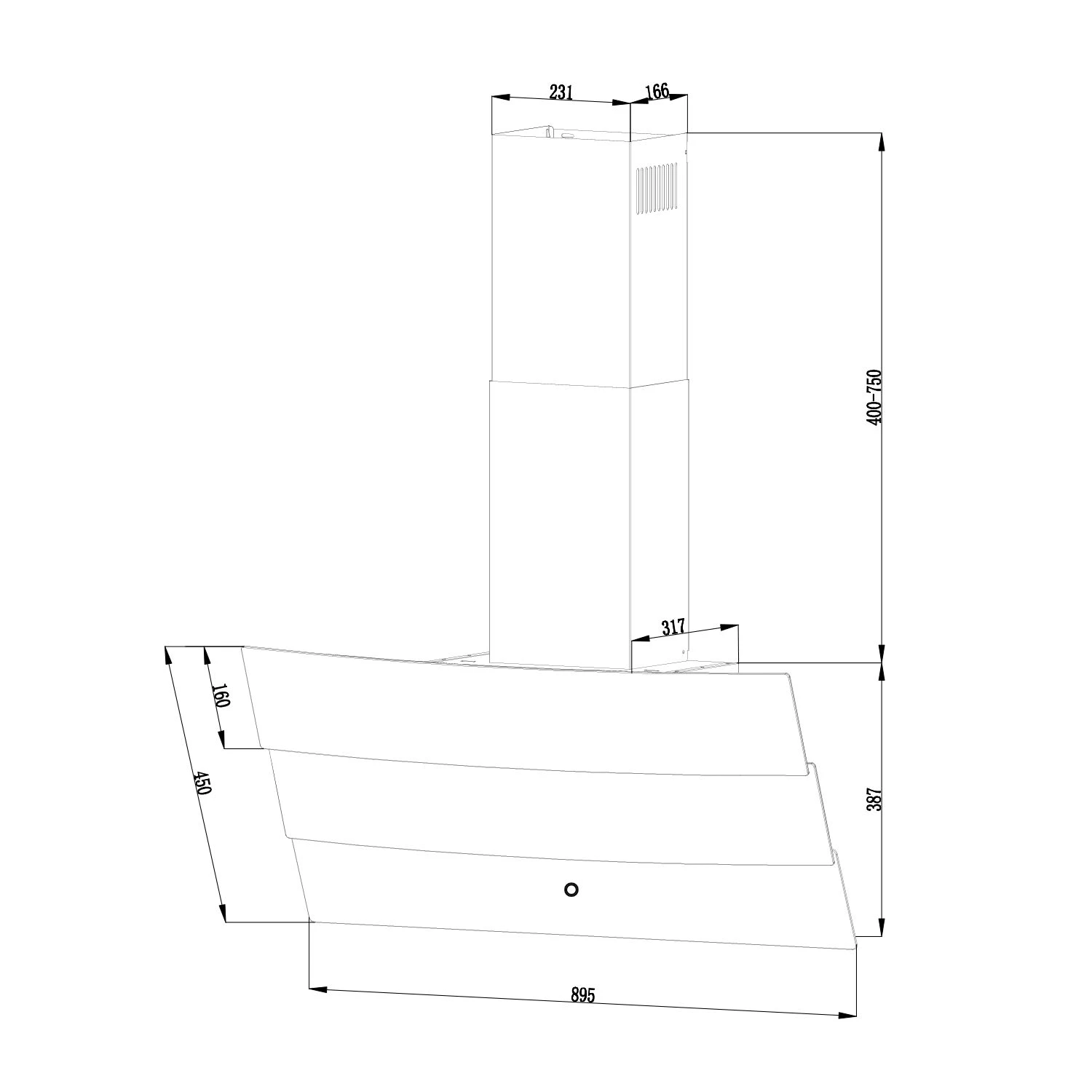 Antonia Dunstabzugshaube Kopffrei 90cm 350m³/h Touch-Bedienfeld Glas – Bild 10