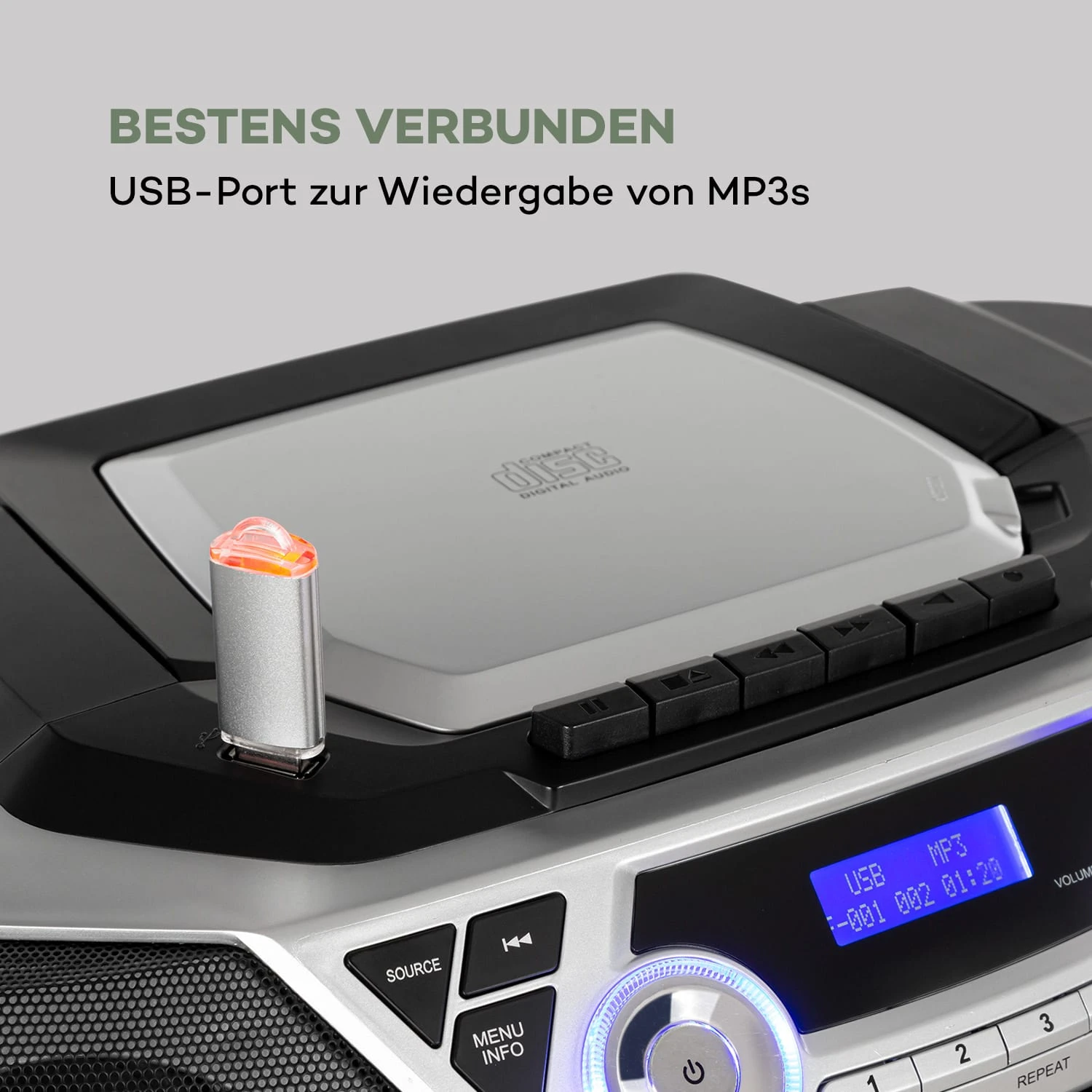 Roadie 2K Boombox CD-Player Kassettenradio DAB/DAB+ UKW Bluetooth – Bild 6