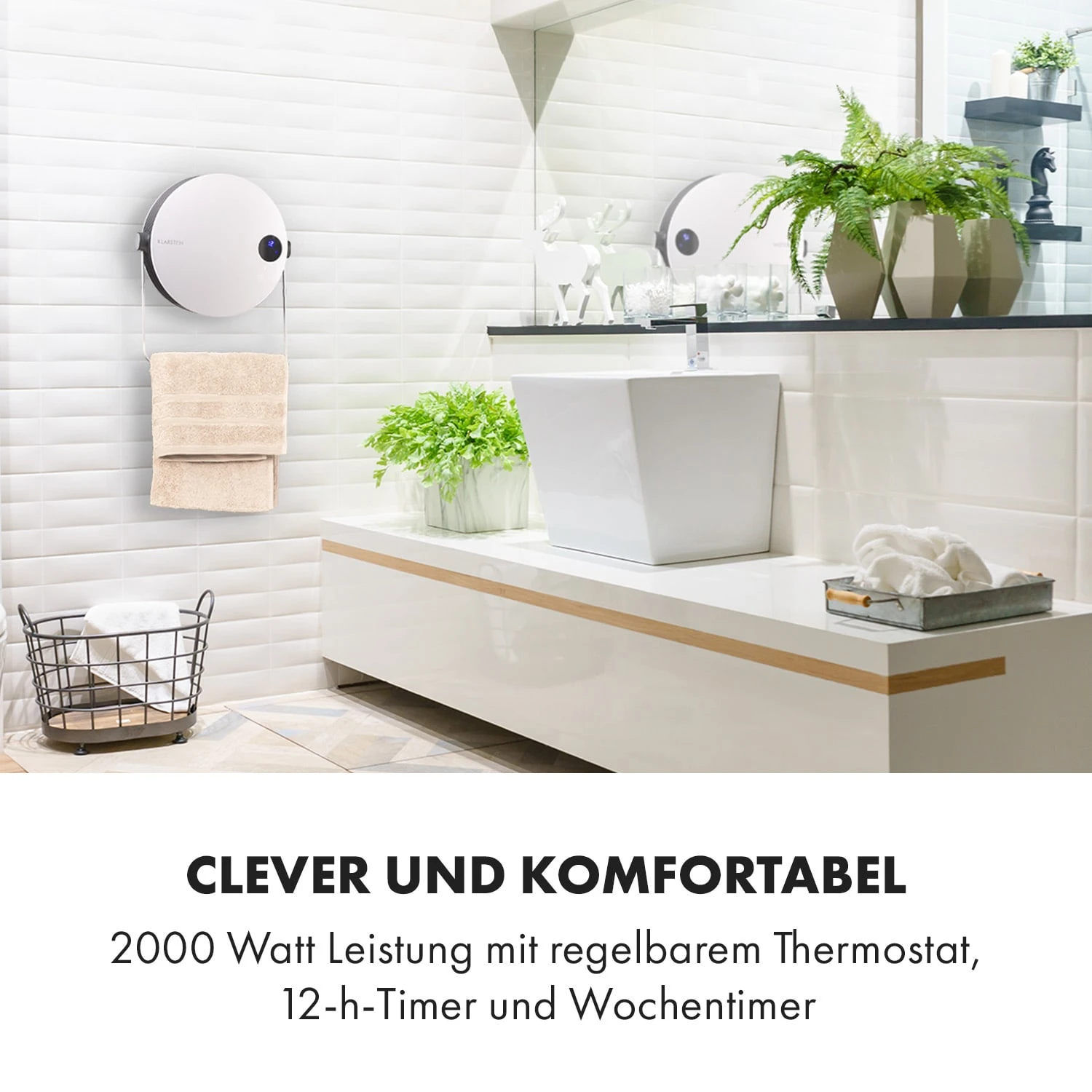 Hot Spot Pebble Heizlüfter 2000W Handtuchtrockner Timer Fernbedienung – Bild 2