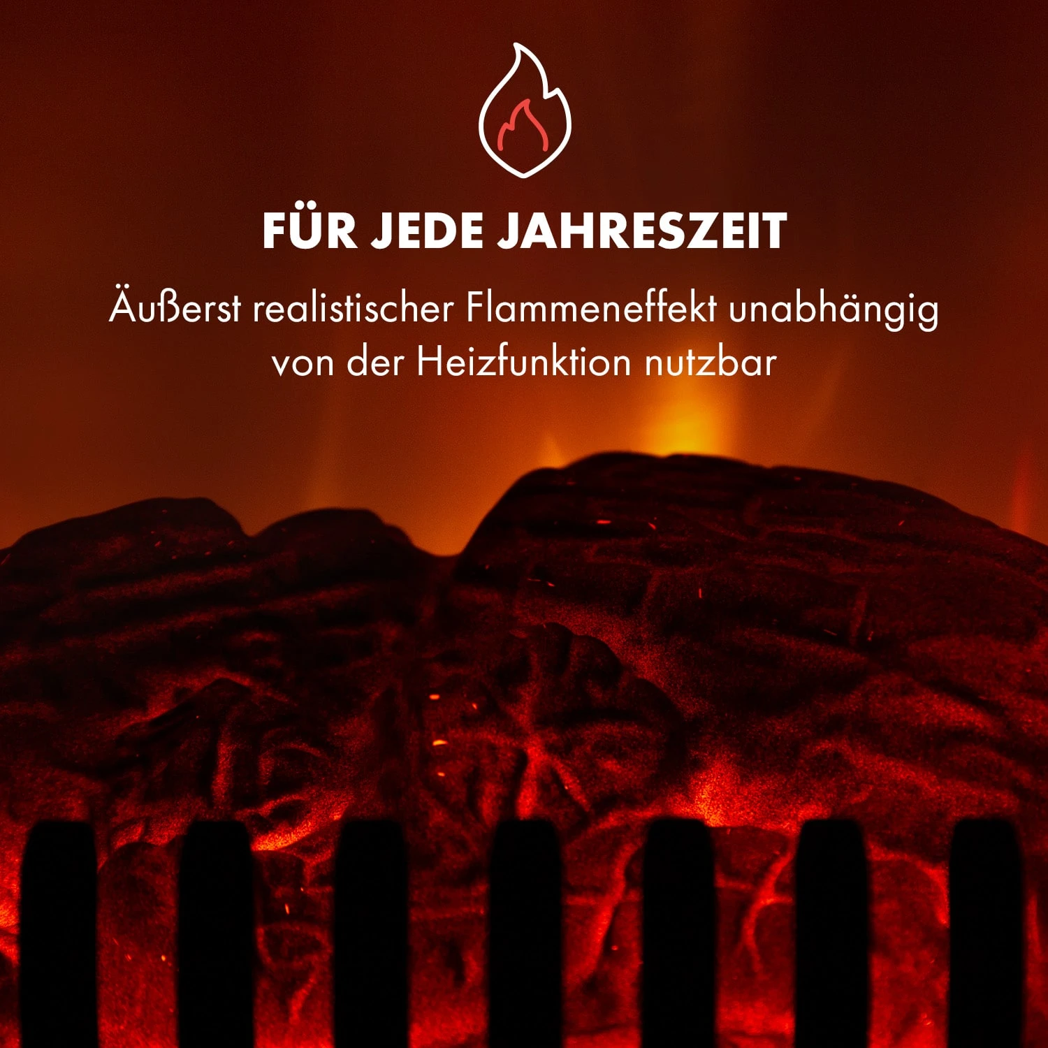 Leoben Elektrischer Kamin 900 / 1800 W Thermostat PanoramaView – Bild 5