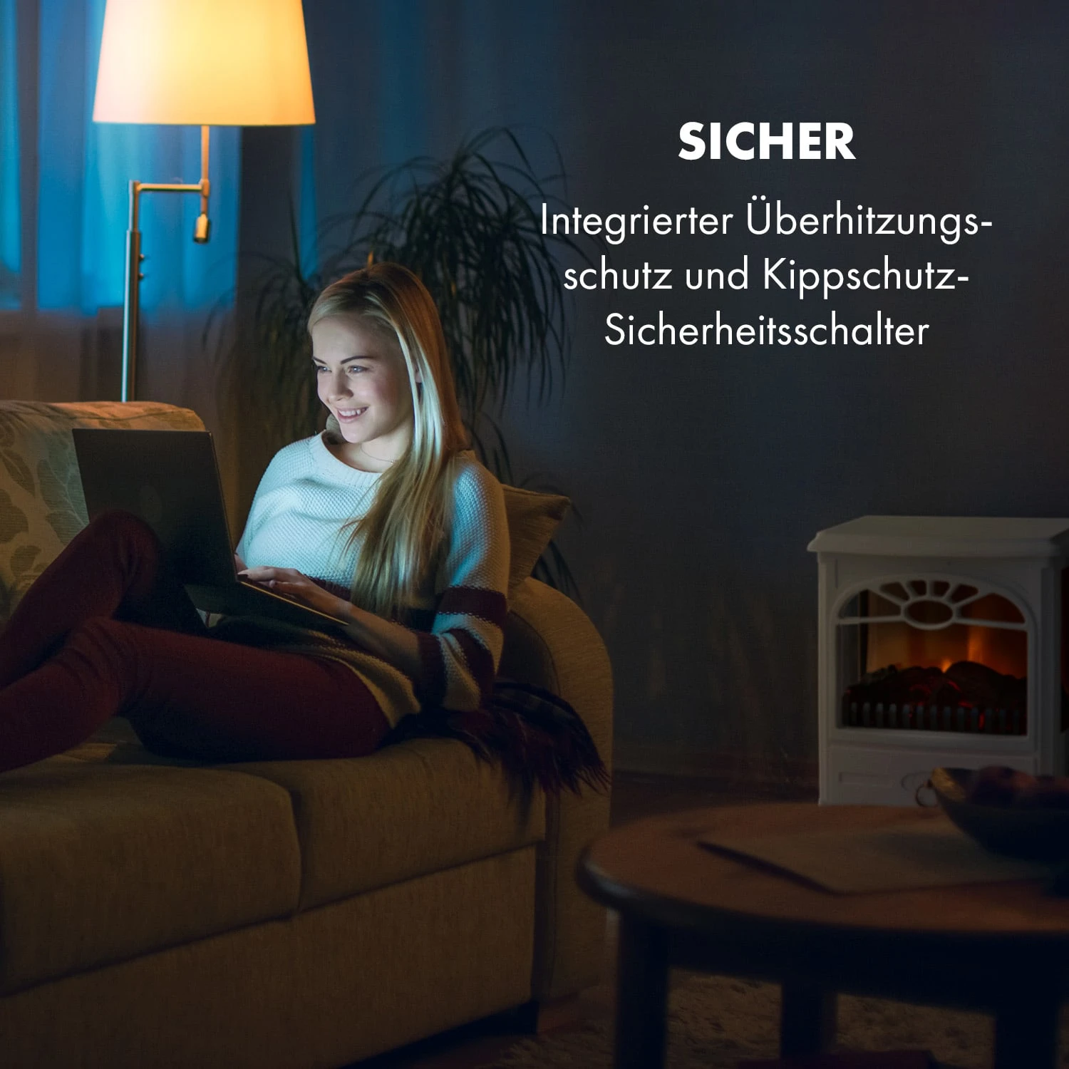 Leoben Elektrischer Kamin 900 / 1800 W Thermostat PanoramaView – Bild 6