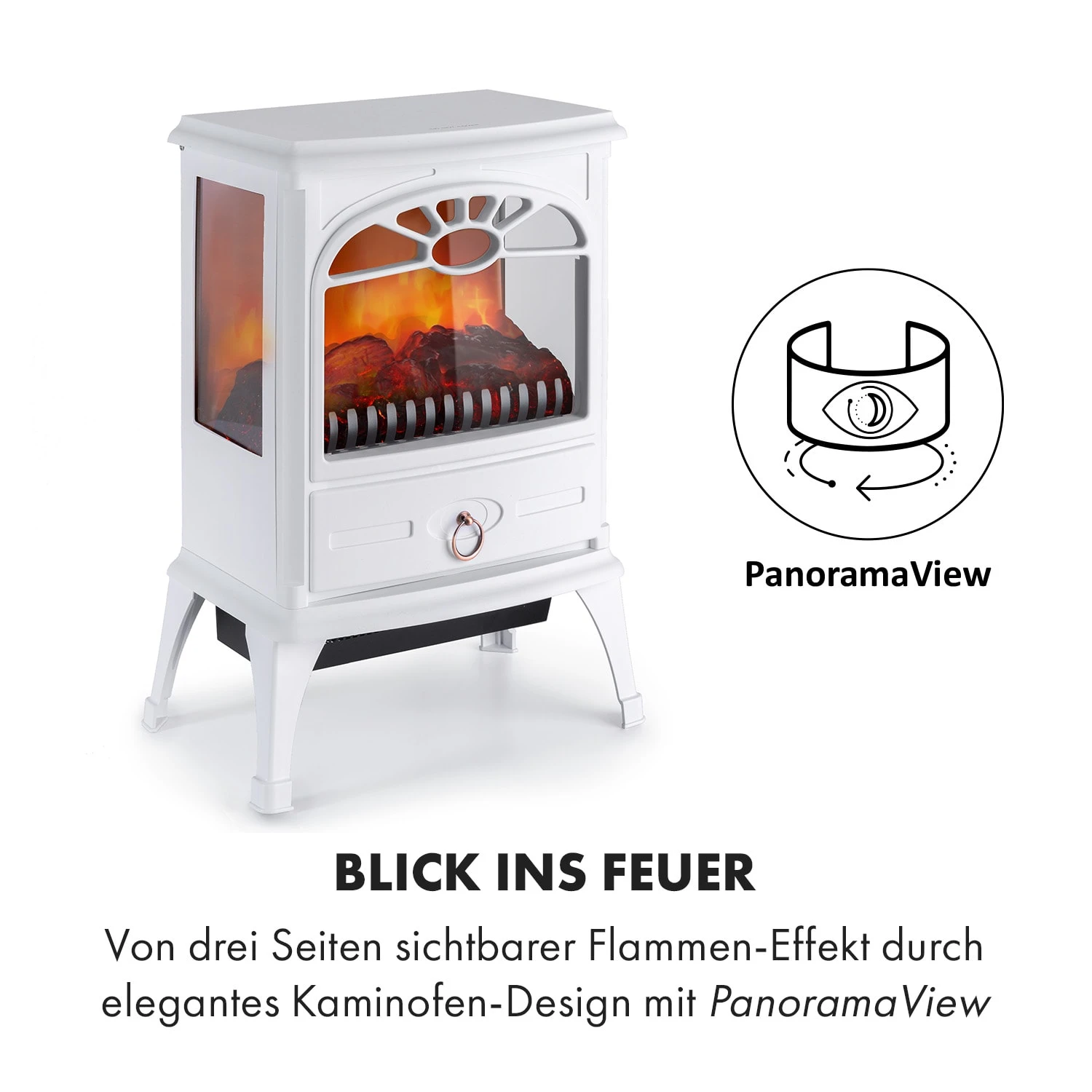 Leoben Elektrischer Kamin 900 / 1800 W Thermostat PanoramaView – Bild 7