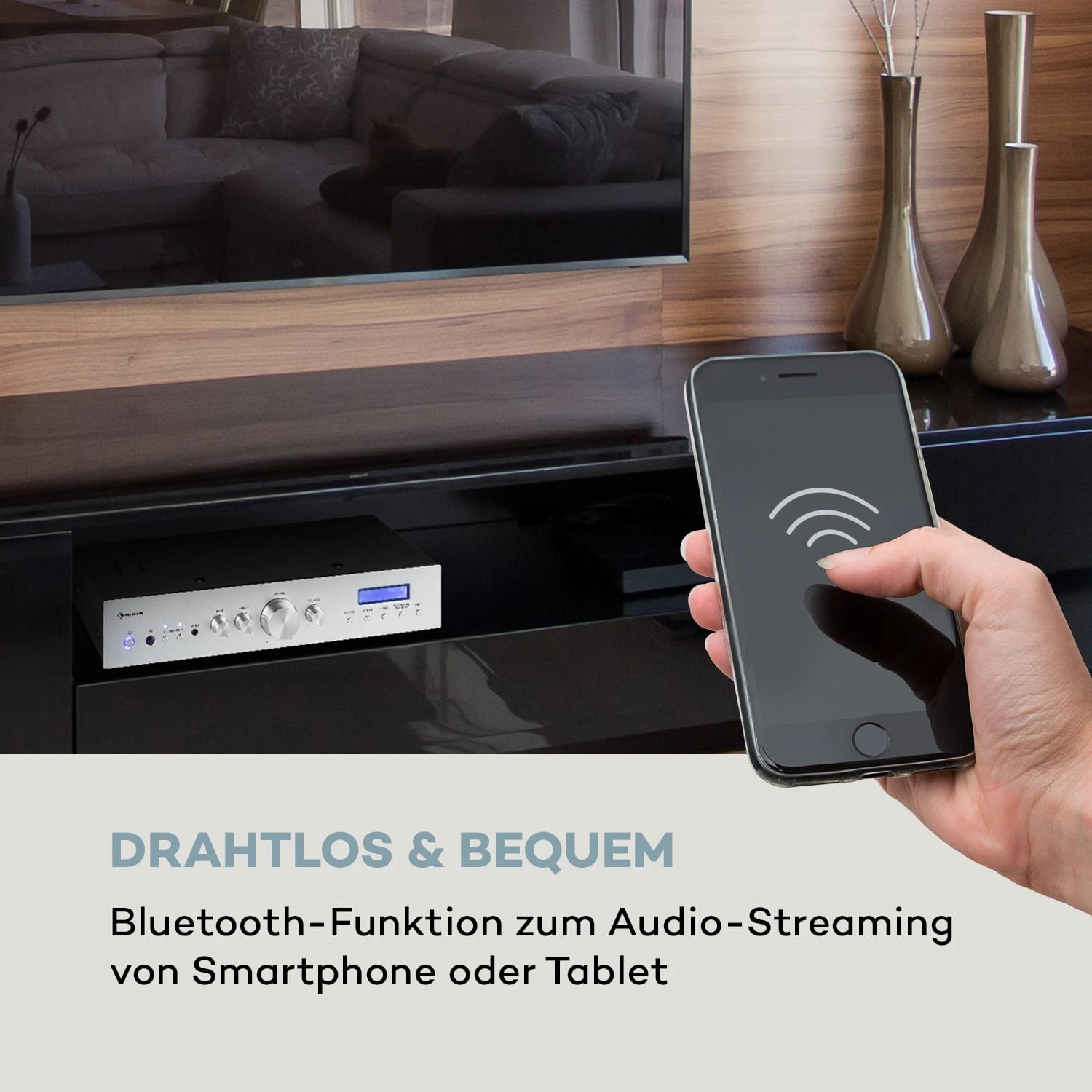 AMP-CD608 DAB HiFi-Stereo-Verstärker 4x100W RMS DAB+ BT Opt.-In Fernbedienung – Bild 3