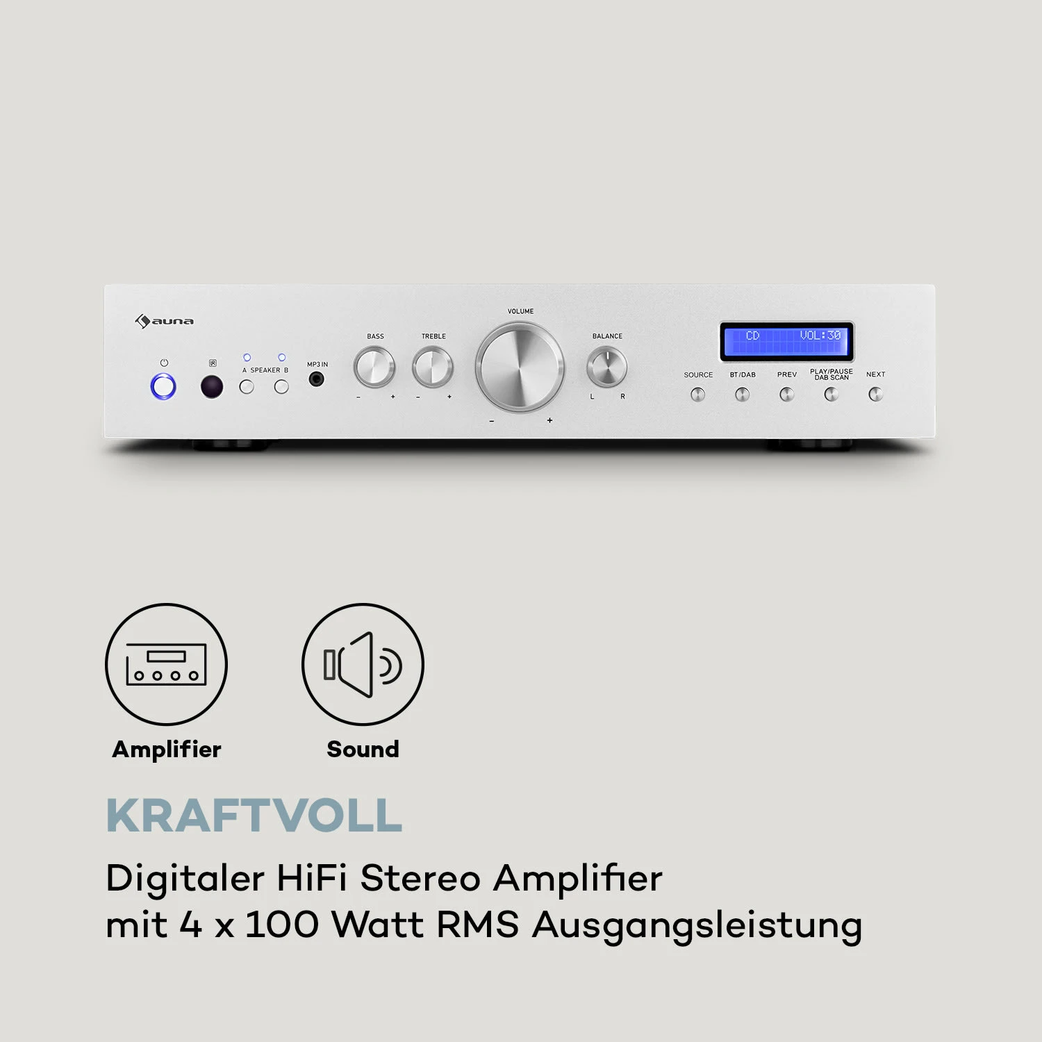 AMP-CD608 DAB HiFi-Stereo-Verstärker 4x100W RMS DAB+ BT Opt.-In Fernbedienung – Bild 4