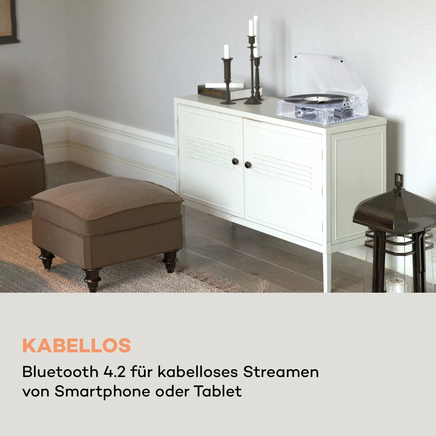 ClearTech Plattenspieler 33/45/78 U/min Bluetooth Stereolautsprecher – Bild 3