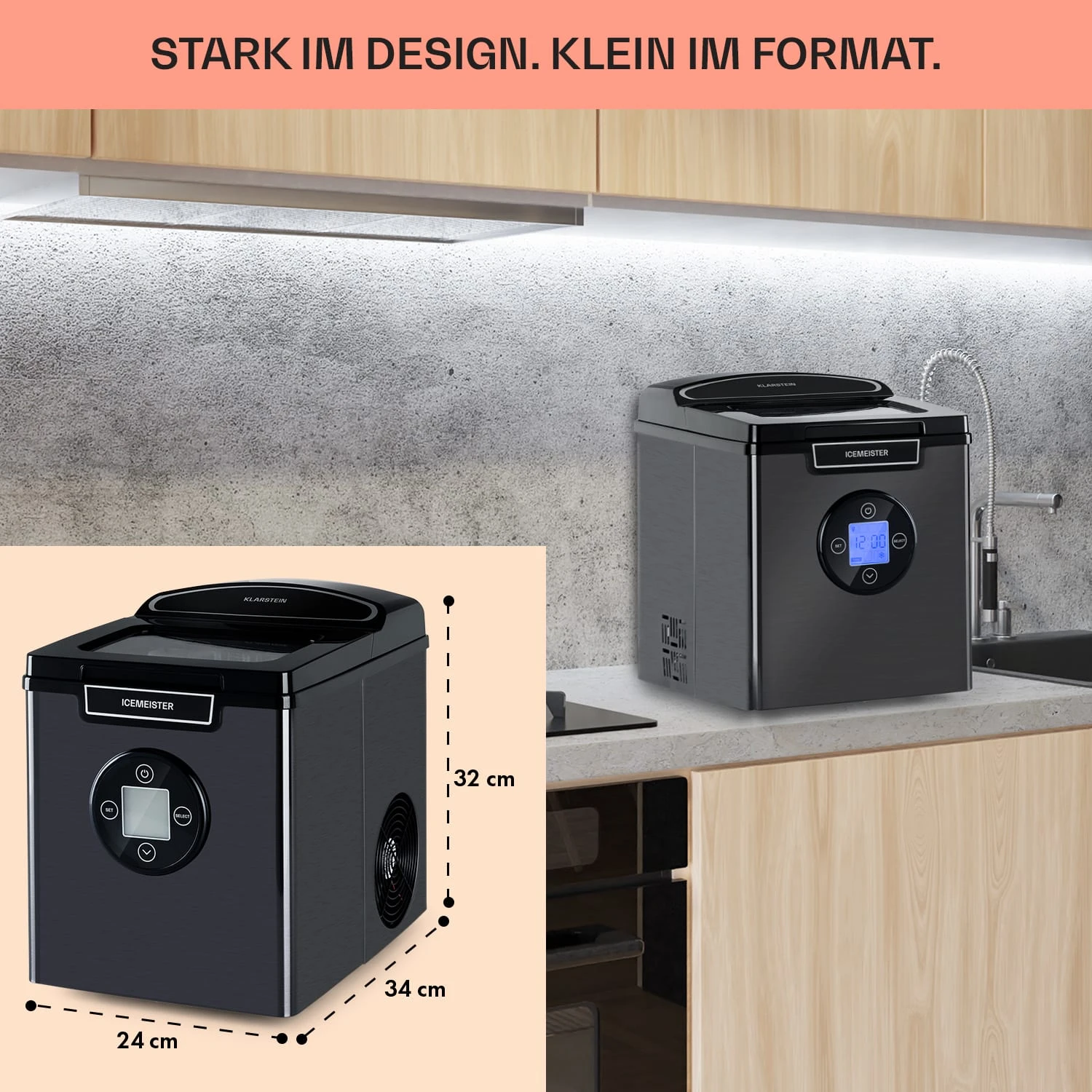 Icemeister 2G Eiswürfelmaschine 12kg/24h LC-Display Edelstahl – Bild 6