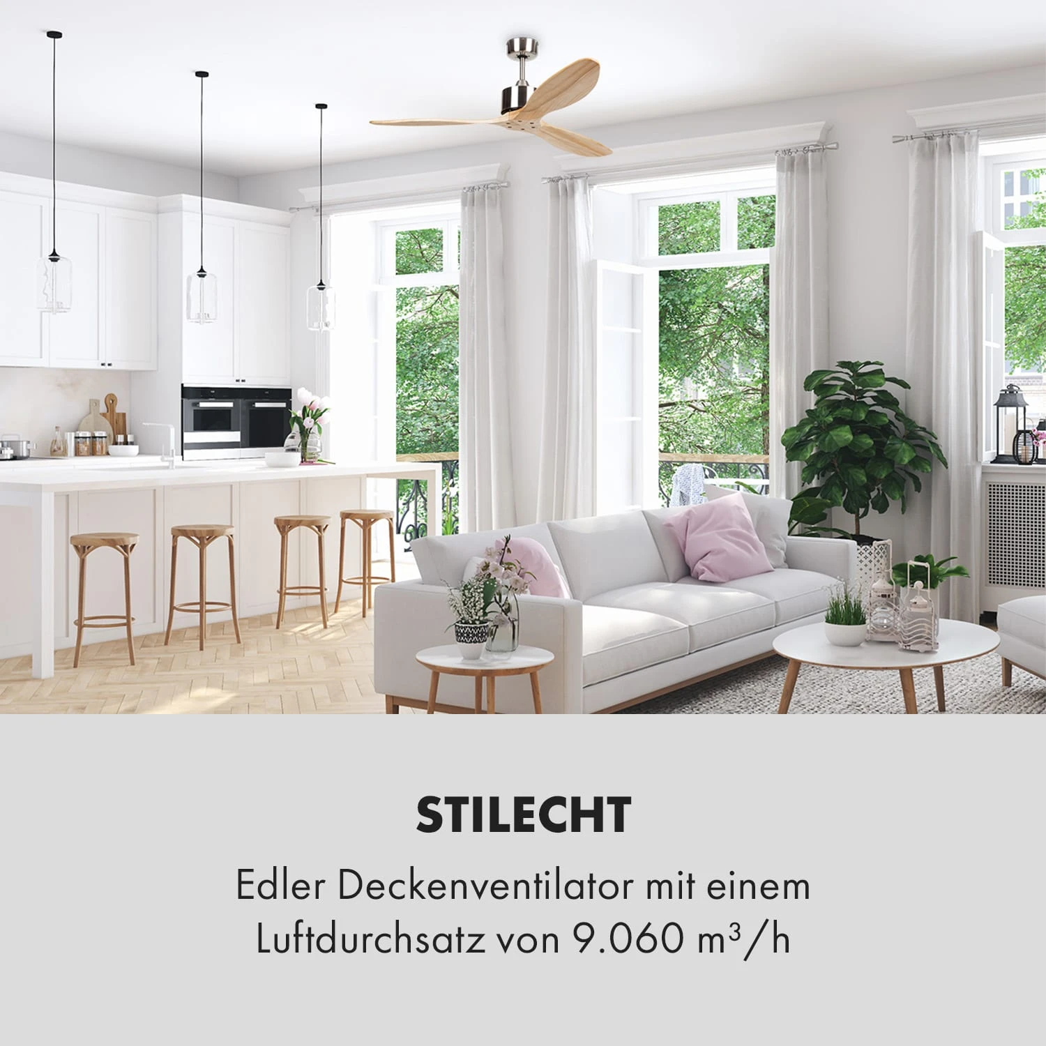 Santa Elena Deckenventilator 52" 9.060m³/h 3 Echtholzflügel – Bild 2