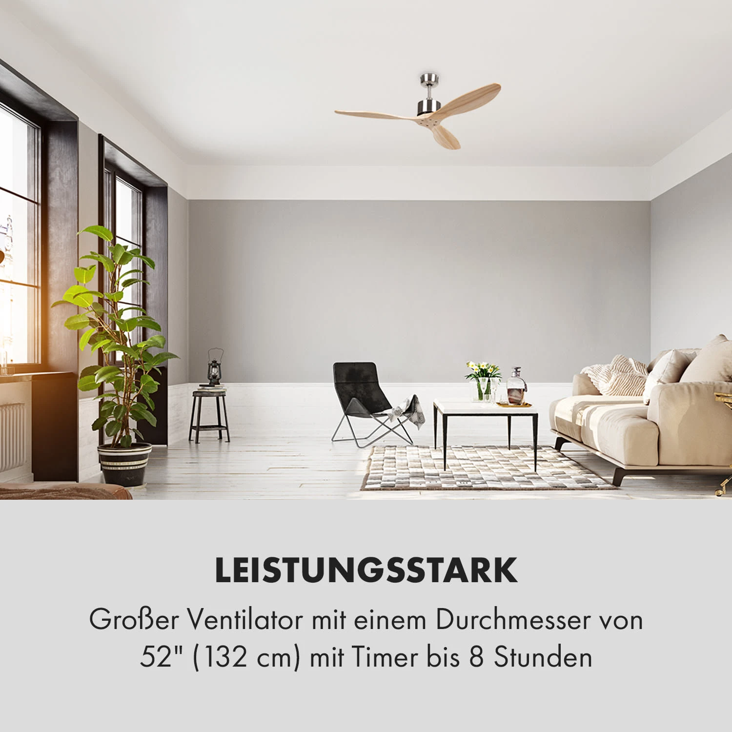 Santa Elena Deckenventilator 52" 9.060m³/h 3 Echtholzflügel – Bild 6