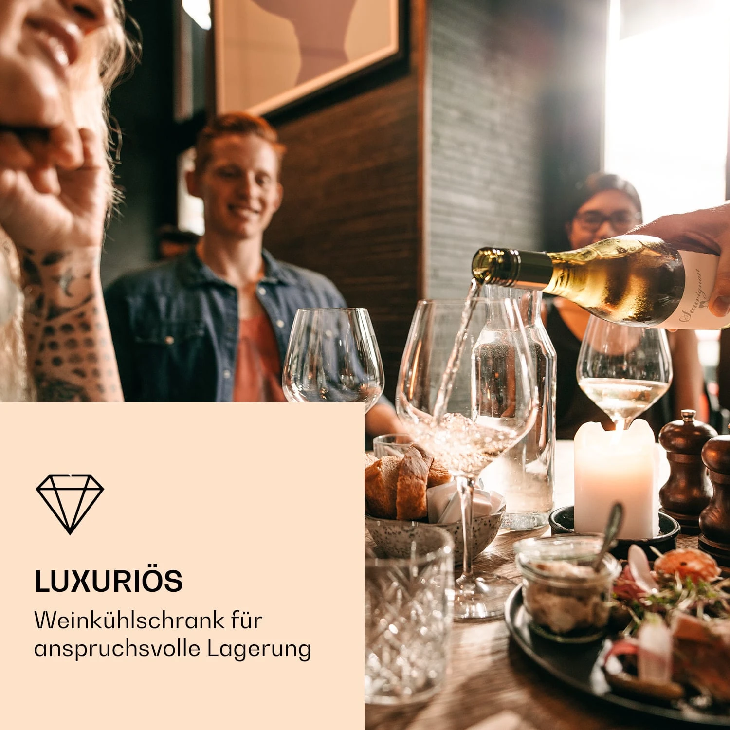 Vinovilla 7 Built-in Uno Quartz Einbau-Weinkühlschrank Weißes Glas – Bild 2