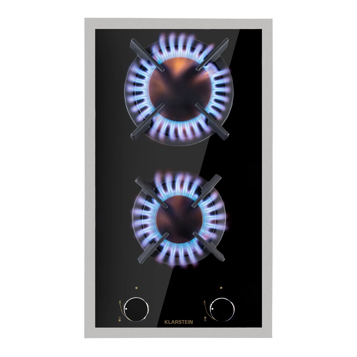 Goldflame Domino Prime Gaskochfeld 2-flammig Messing-Brenner Glaskeramik