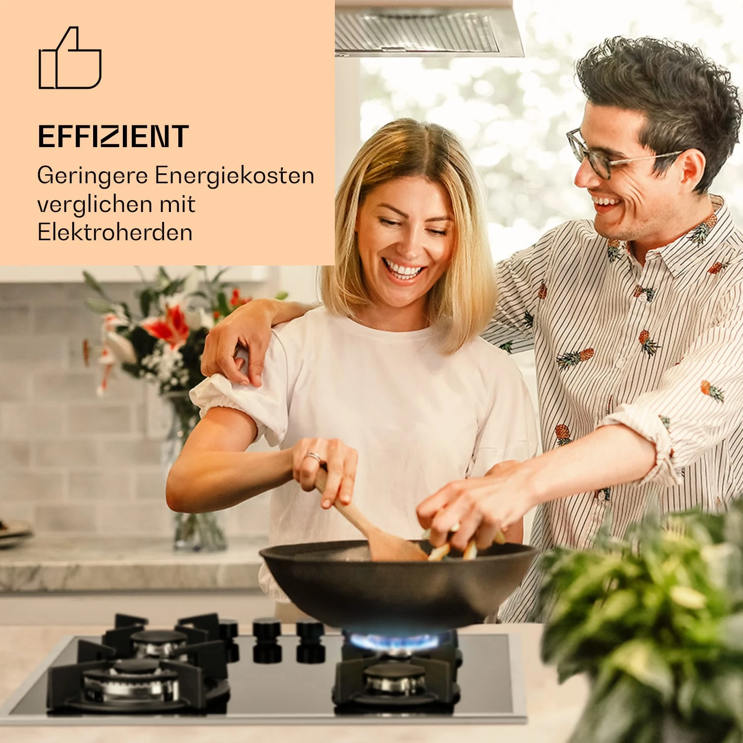 Goldflame Domino 4 Prime Gaskochfeld 4-flammig Messing-Brenner Glaskeramik – Bild 2