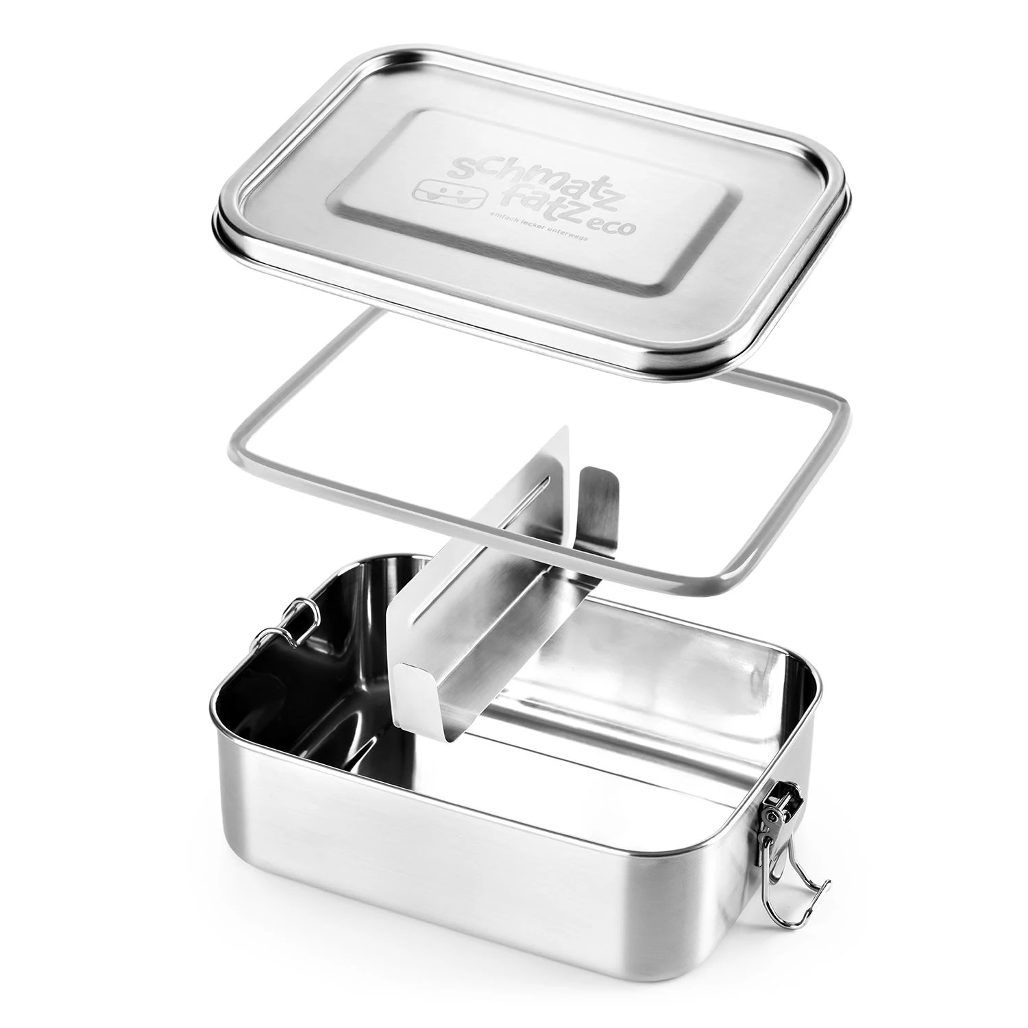 Schmatzfatz Eco Lunchbox 1200ml 19,5 X 14,5 X 6,5 Cm (BxHxT) Edelstahl – Bild 3